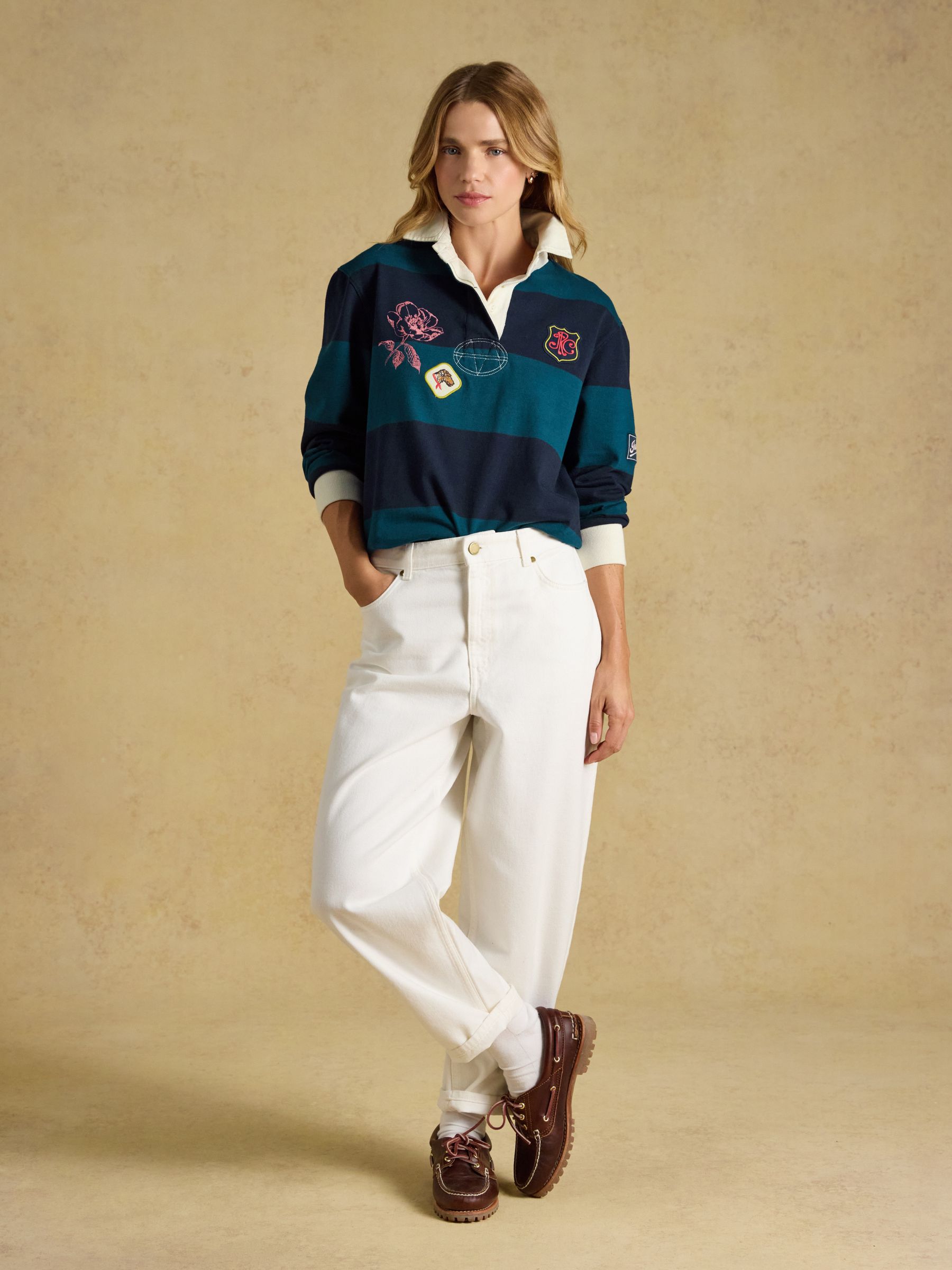 Navy Striped Embroidered Boyfriend Rugby Shirt - Image 6 of 9