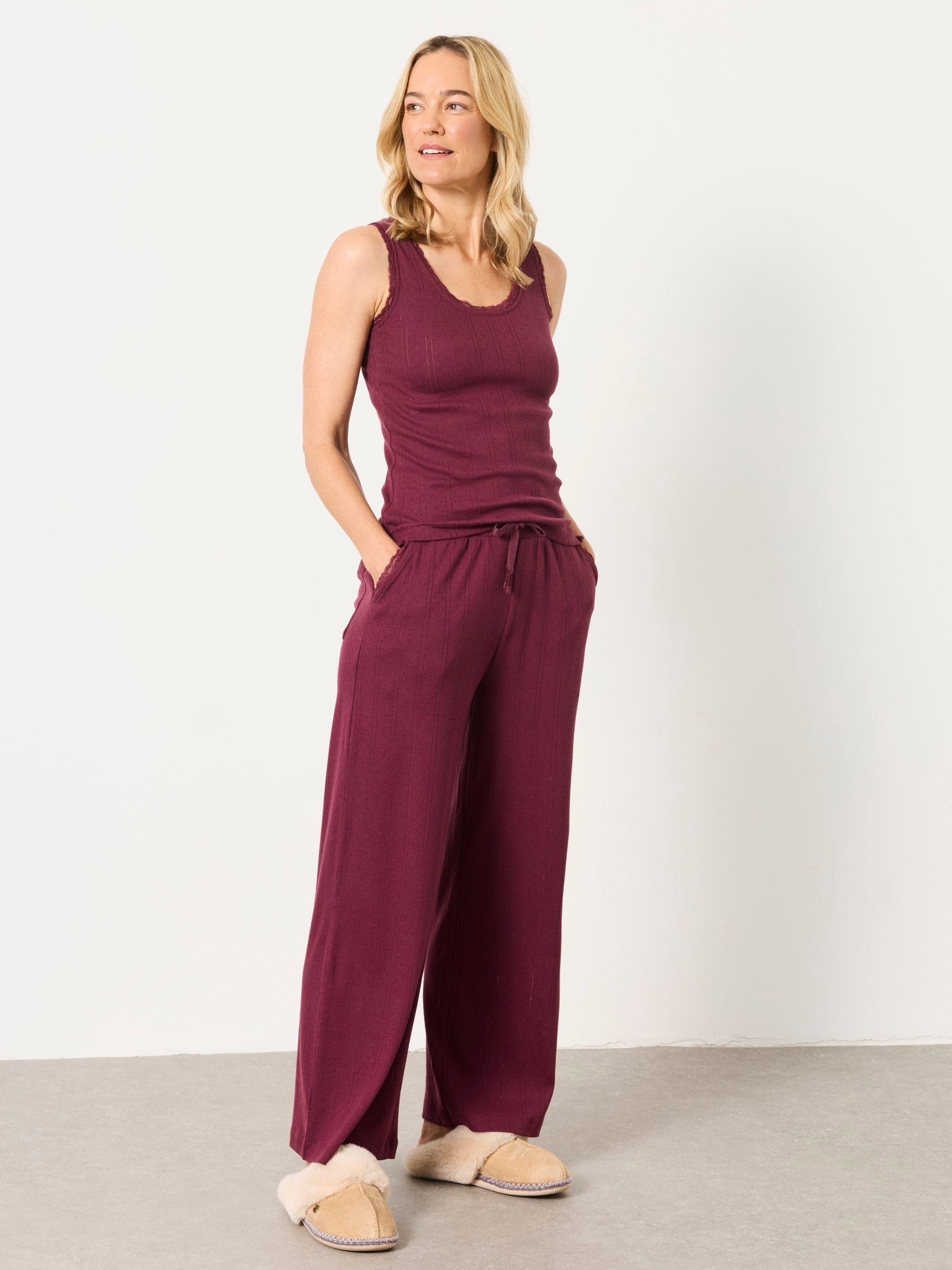 Olivia Plum Purple Pointelle Lace Trim Vest - Image 4 of 6