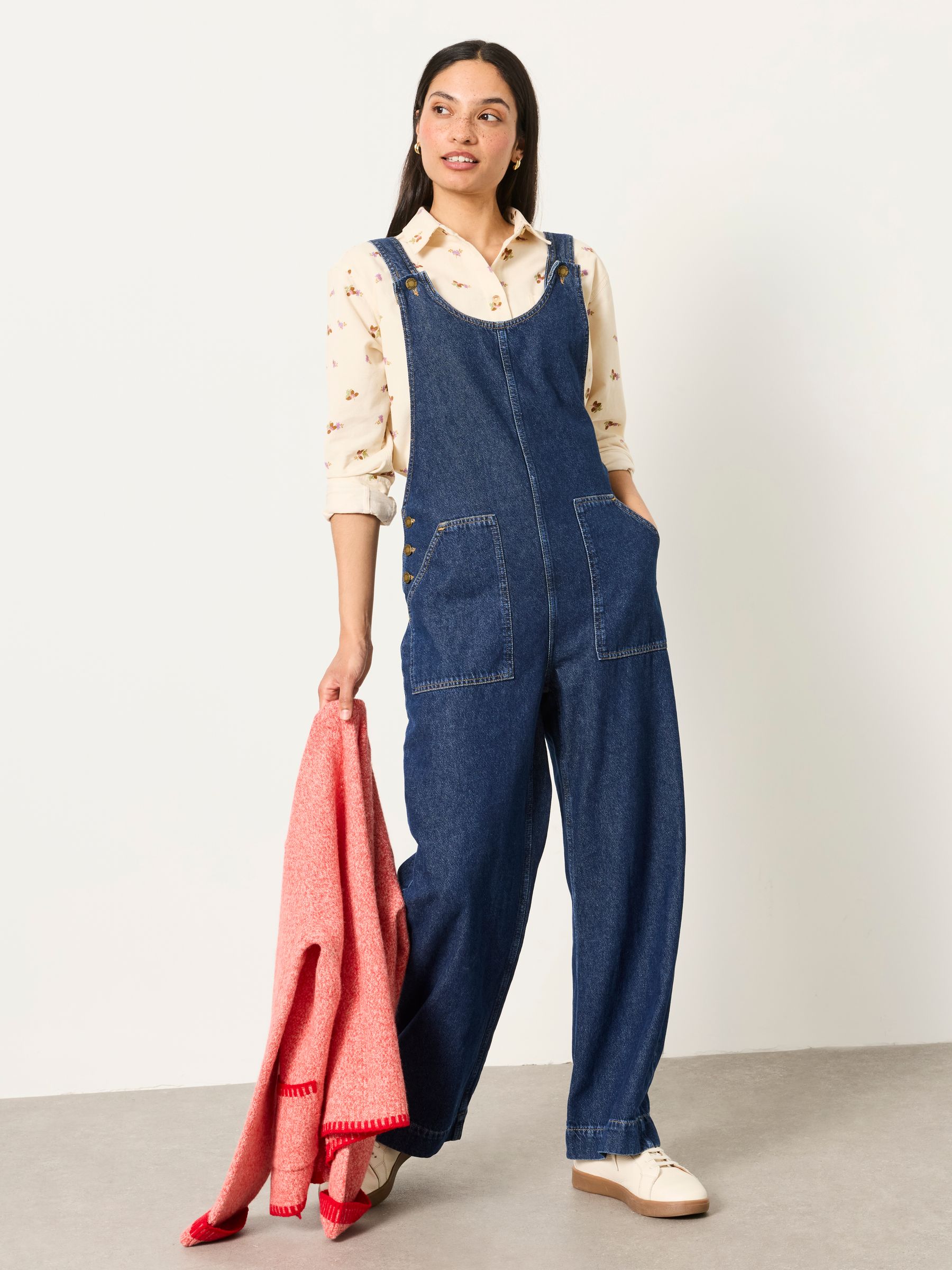 Raffles Blue Denim Wide Leg Dungaree - Image 1 of 6