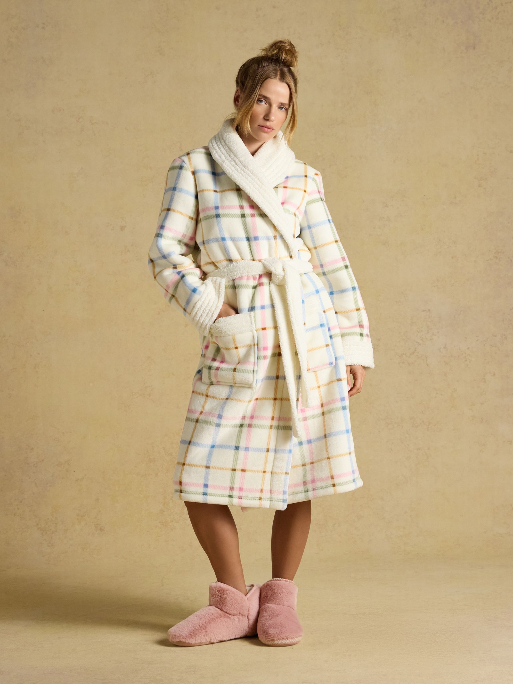 Cream Fleece Dressing Gown - Image 1 of 8 Cream Fleece Dressing Gown - Image 1 of 8