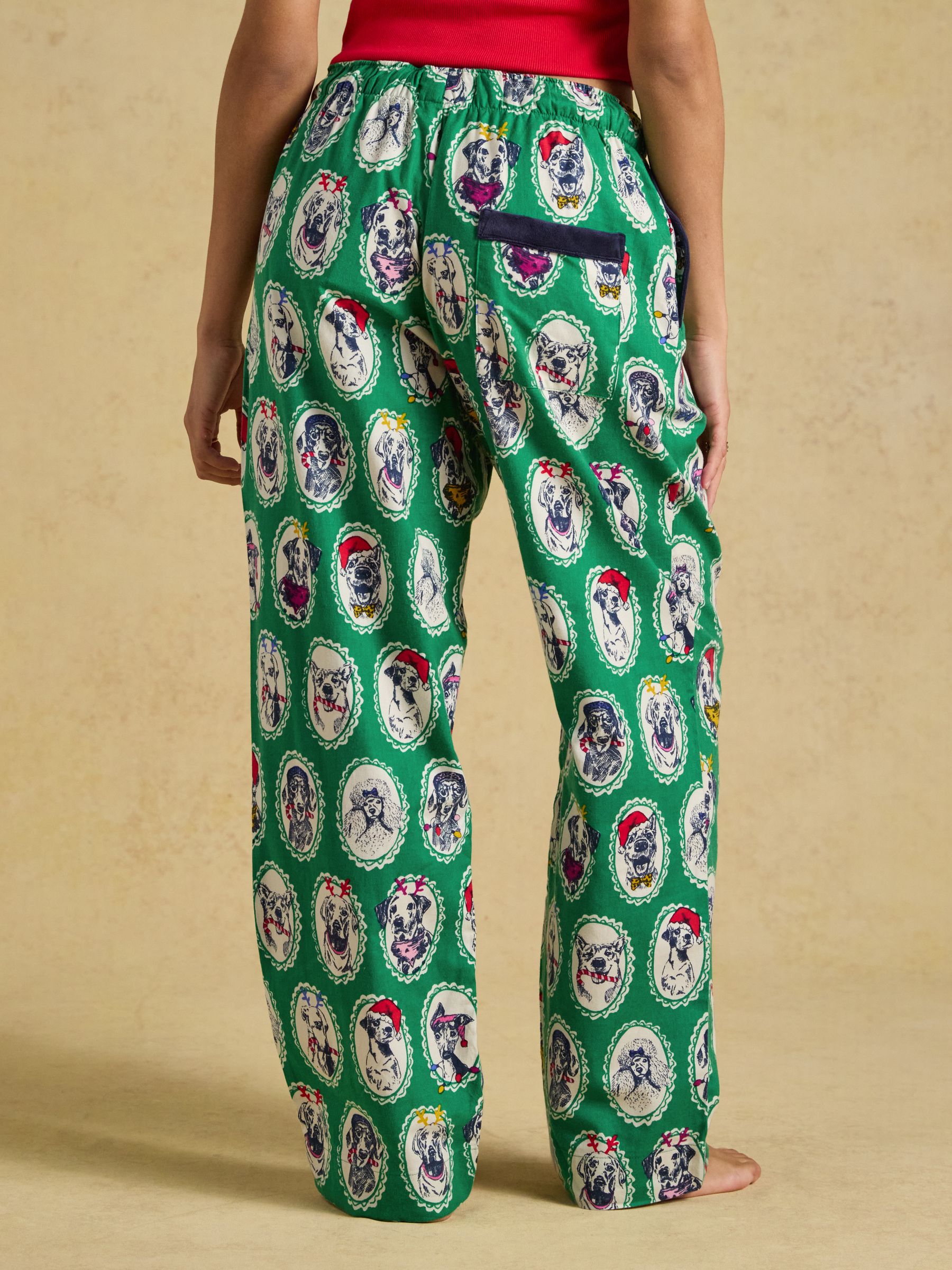 Green Dog Print Woven Brushed Cotton Pyjama Bottoms - Image 2 of 7