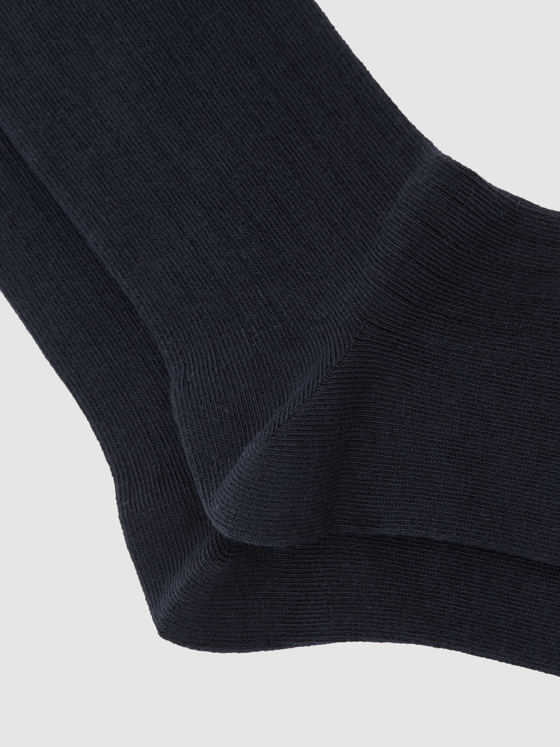 Cotton Blend Ribbed Loafer Socks in Navy - image 1