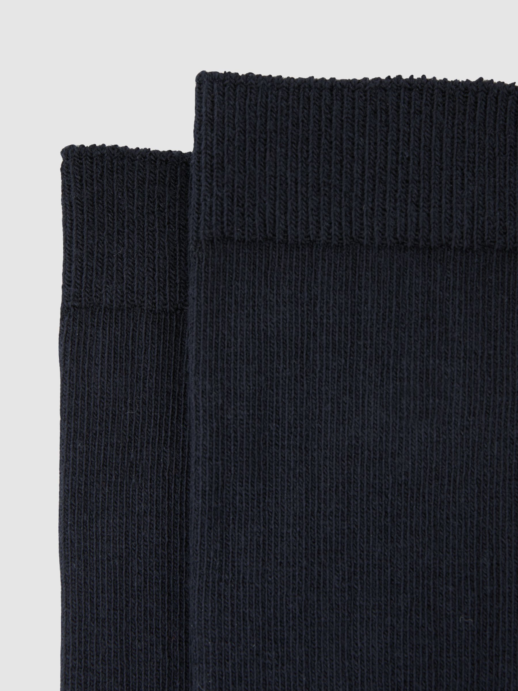 Cotton Blend Ribbed Loafer Socks in Navy - image 2