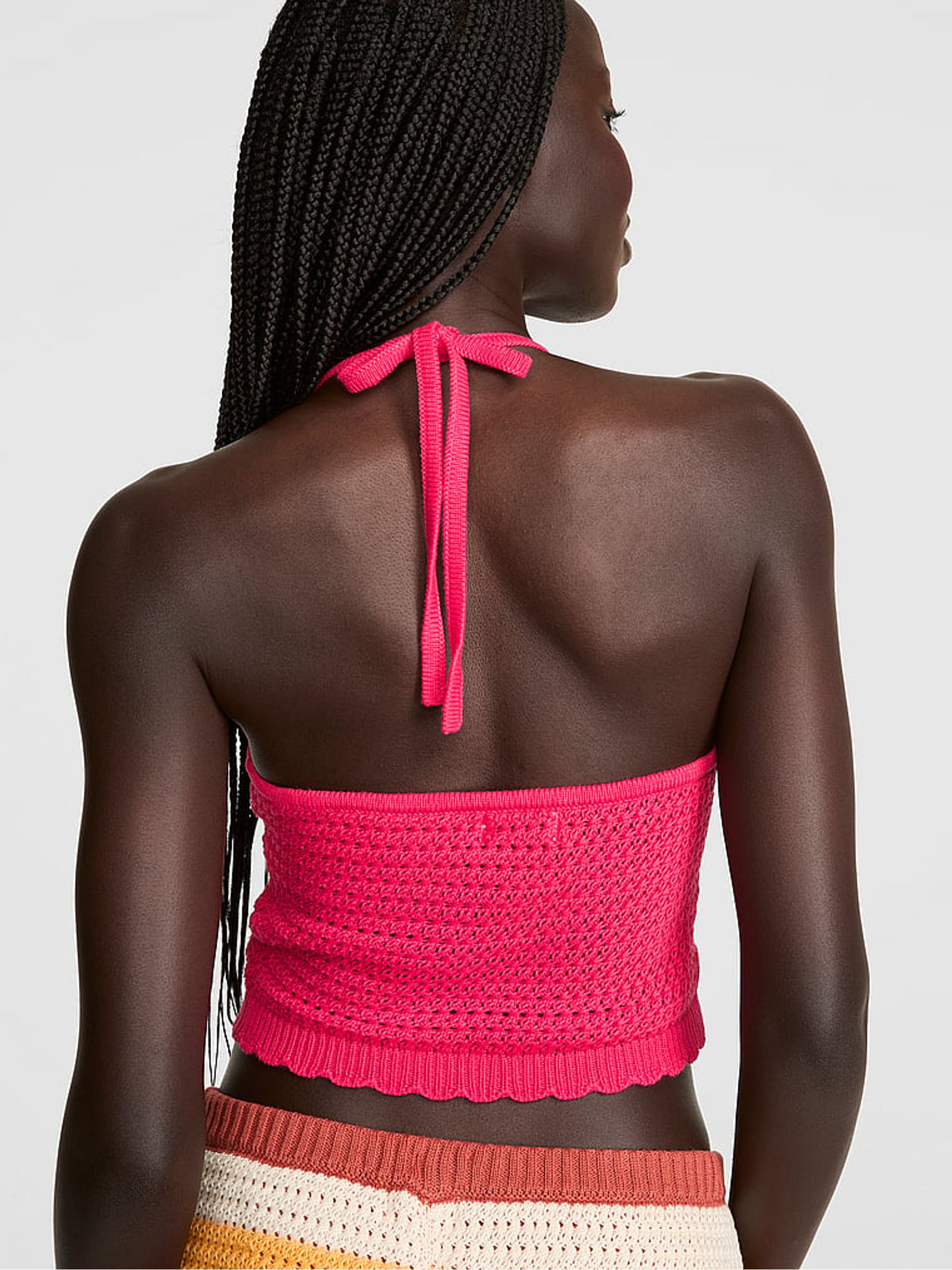 Candy Pink Crochet Halter Top - Image 2 of 2