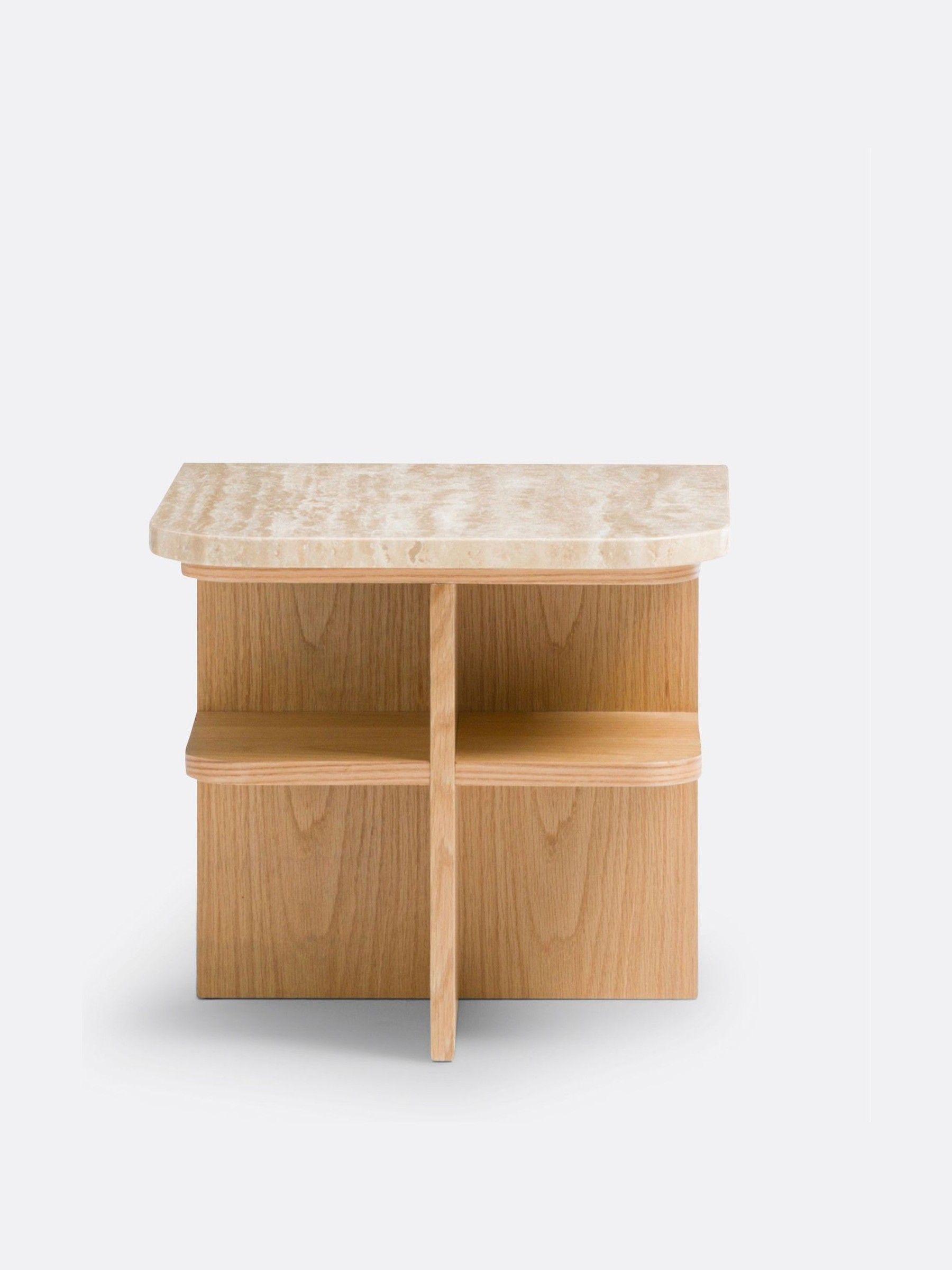 La Redoute Intérieurs Oak Caliste & Travertine Bedside Table - Image 3 of 5