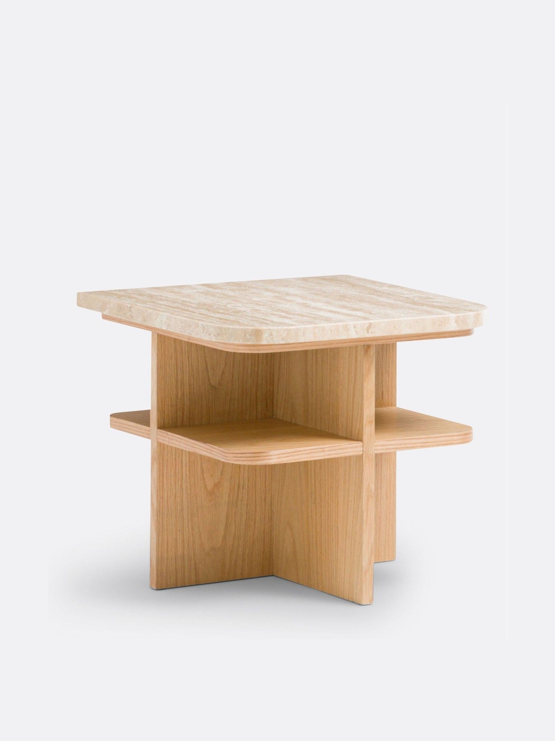 La Redoute Intérieurs Oak Caliste & Travertine Bedside Table - Image 4 of 5