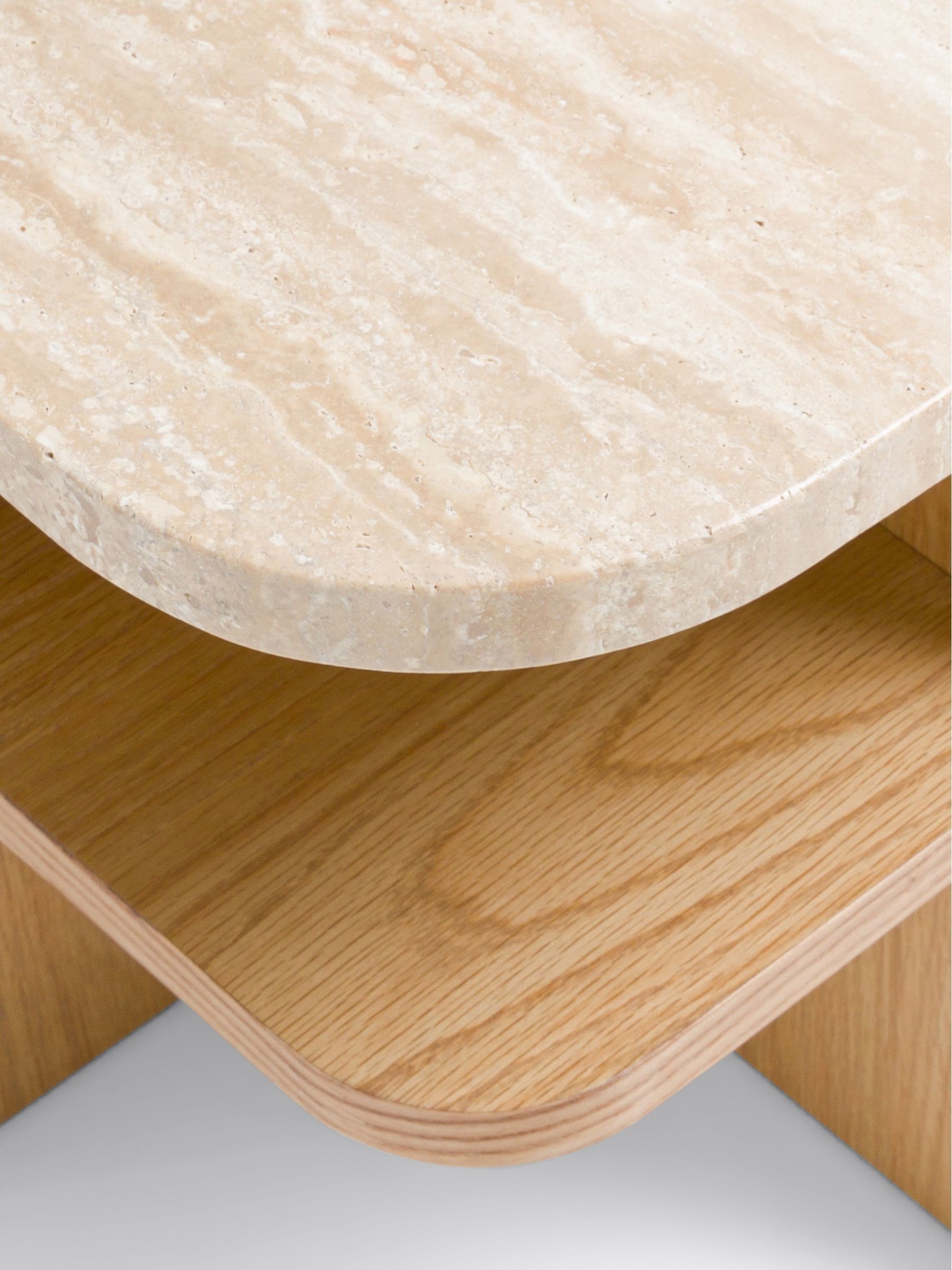 La Redoute Intérieurs Oak Caliste & Travertine Bedside Table - Image 5 of 5 La Redoute Intérieurs Oak Caliste & Travertine Bedside Table - Image 5 of 5