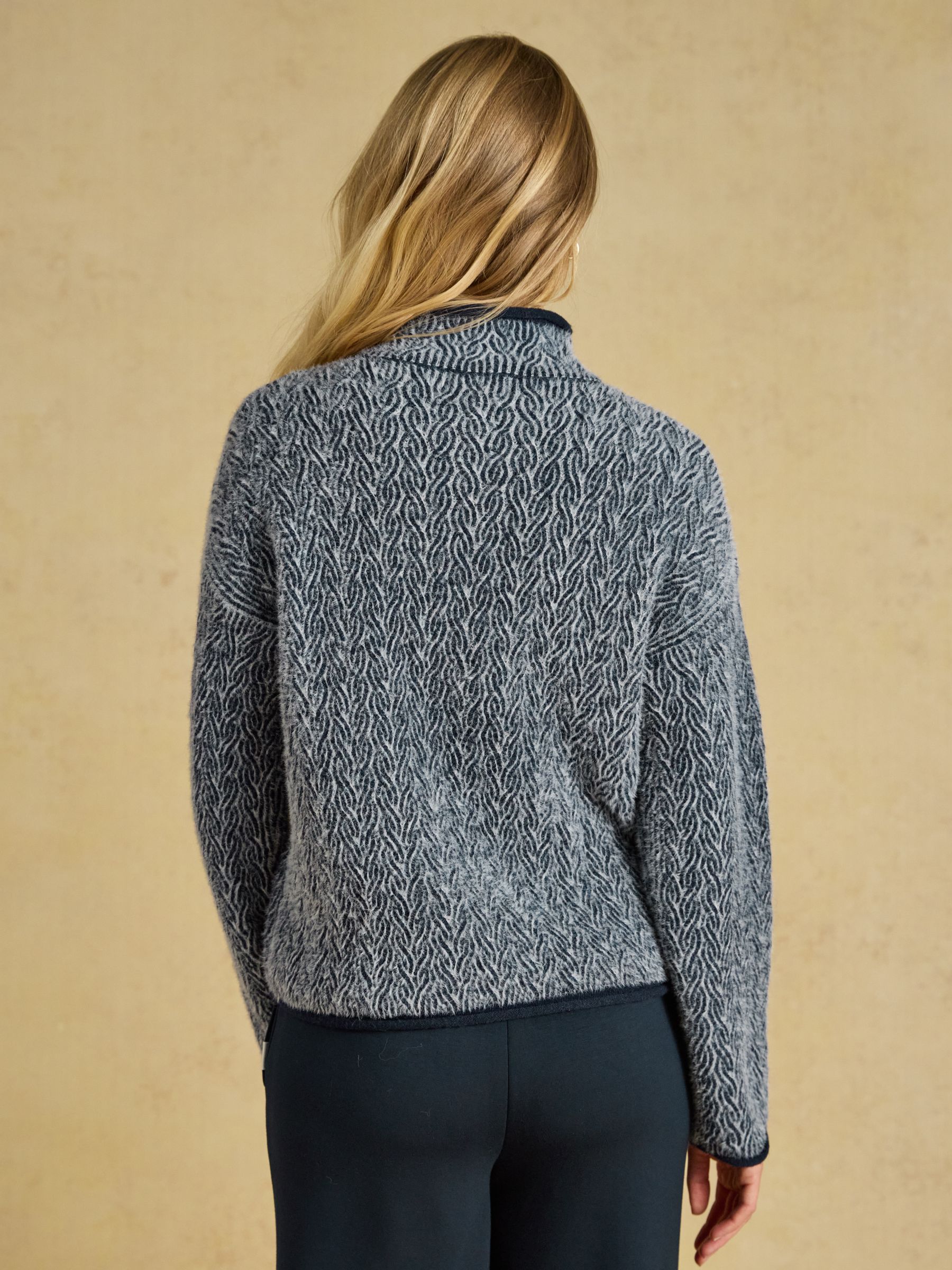 Navy Soft Touch Funnel Neck Textured Cable Jumper - Image 2 of 6