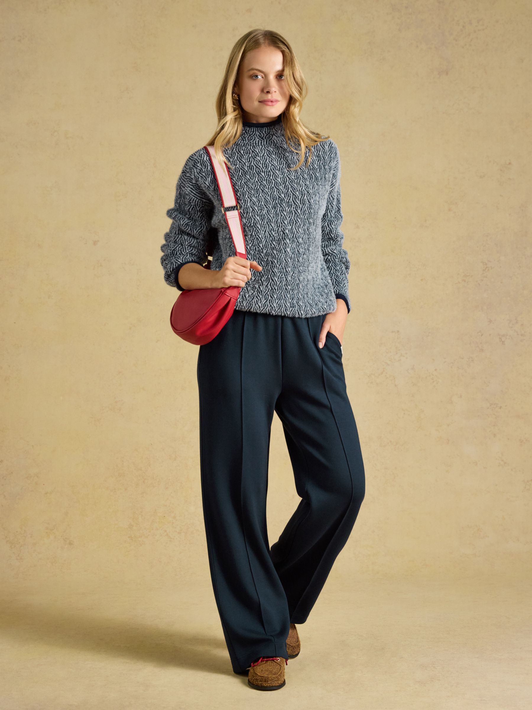 Navy Soft Touch Funnel Neck Textured Cable Jumper - Image 4 of 6
