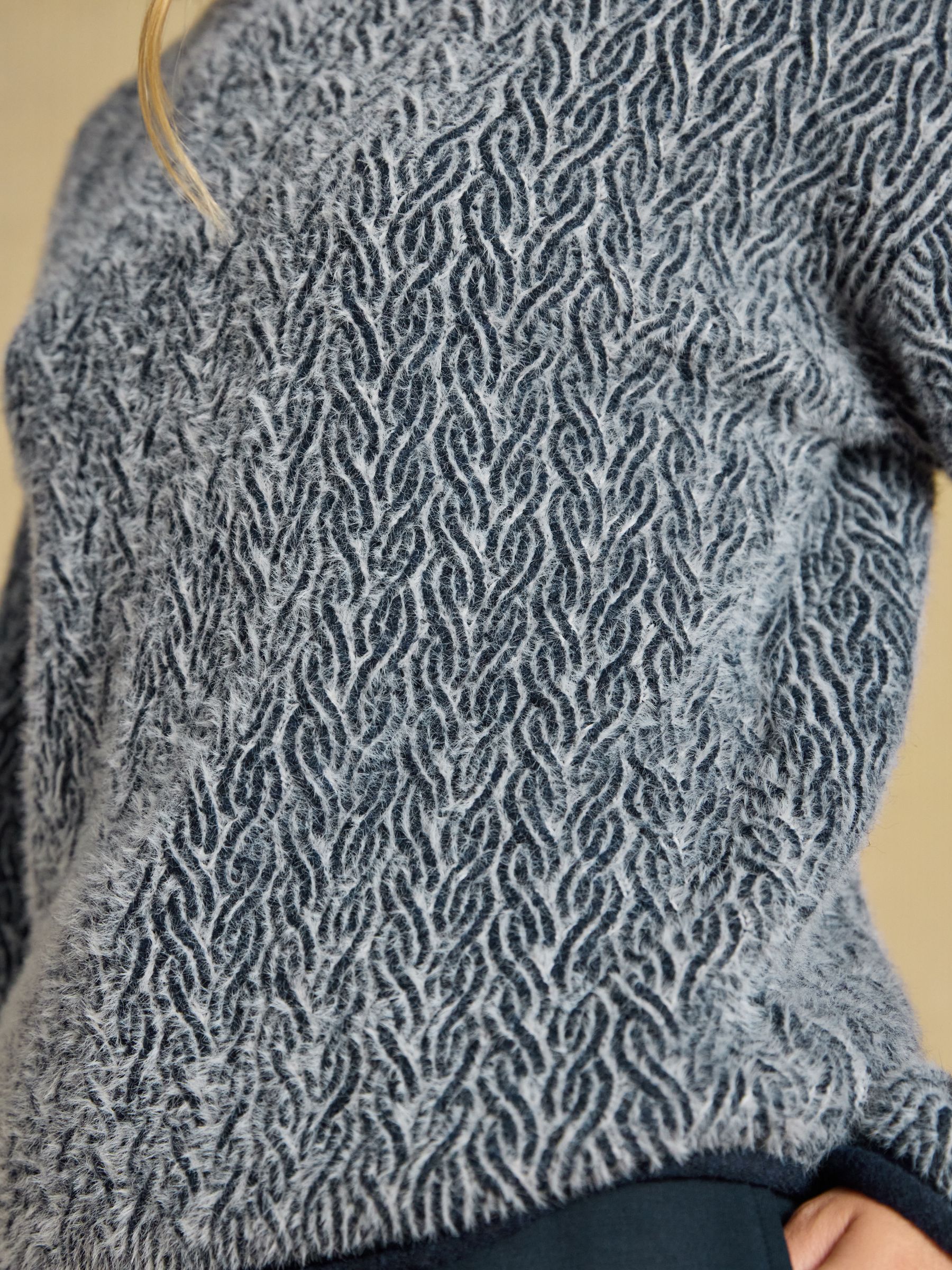Navy Soft Touch Funnel Neck Textured Cable Jumper - Image 5 of 6