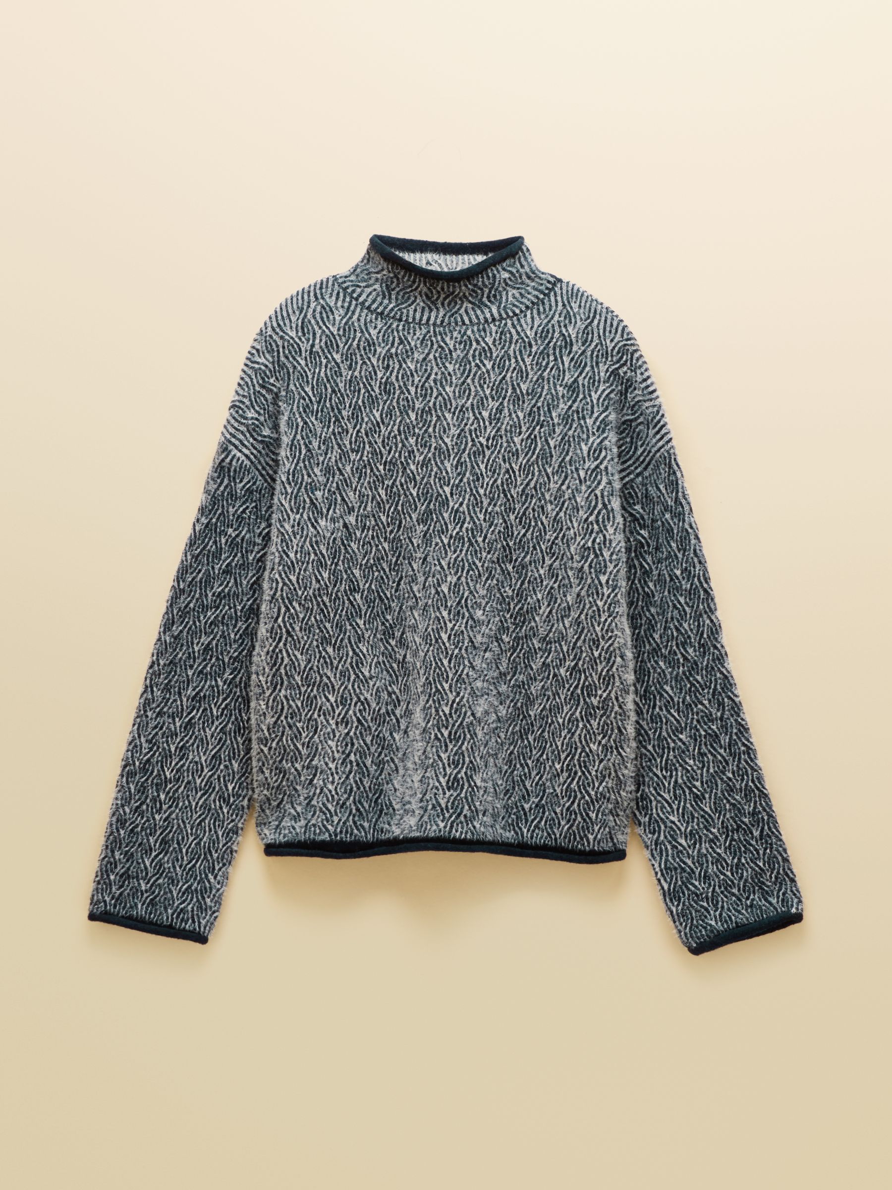 Navy Soft Touch Funnel Neck Textured Cable Jumper - Image 6 of 6 Navy Soft Touch Funnel Neck Textured Cable Jumper - Image 6 of 6