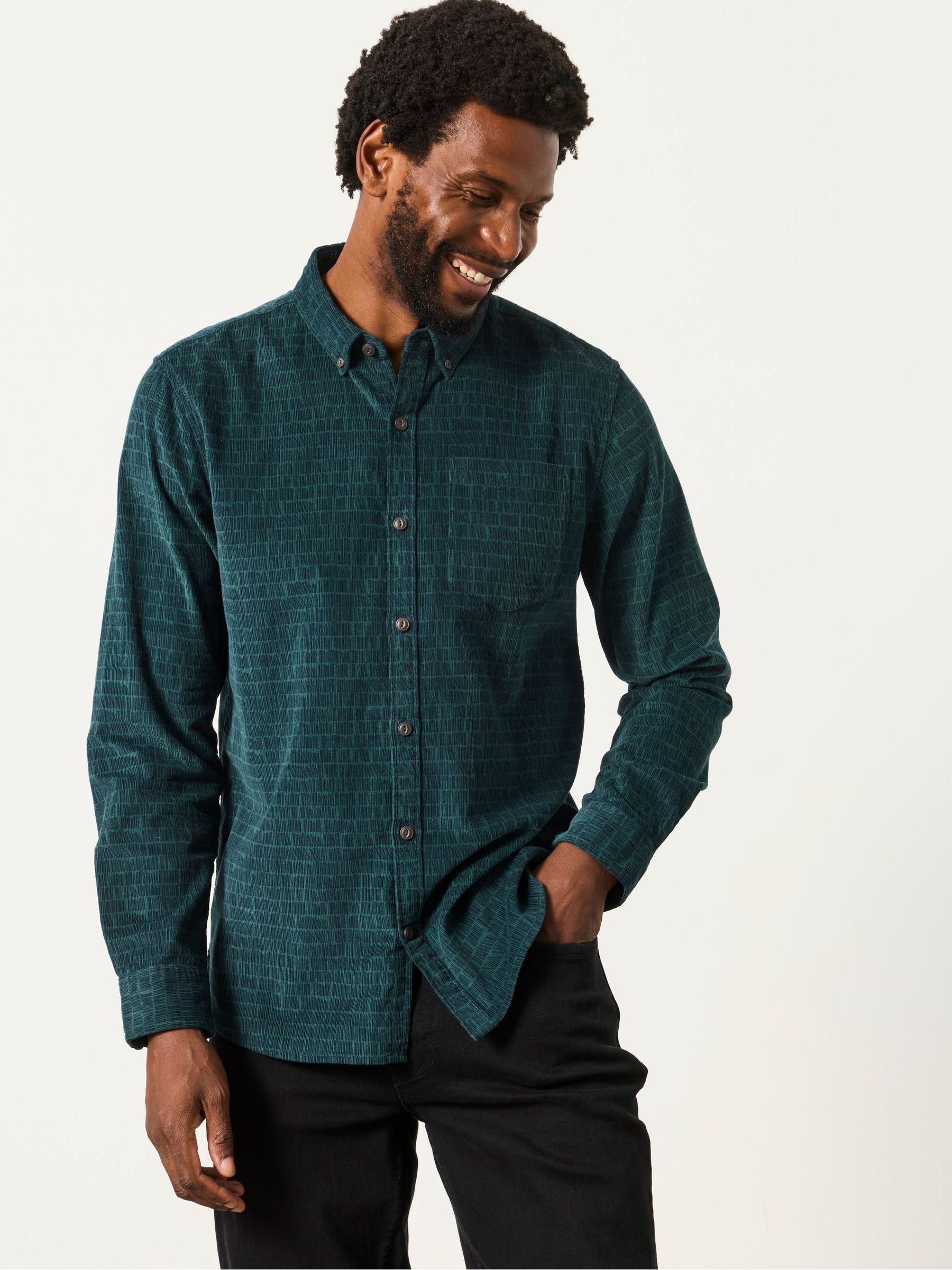 Teal Long Sleeve Cord Shirt - Image 1 of 6 Teal Long Sleeve Cord Shirt - Image 1 of 6