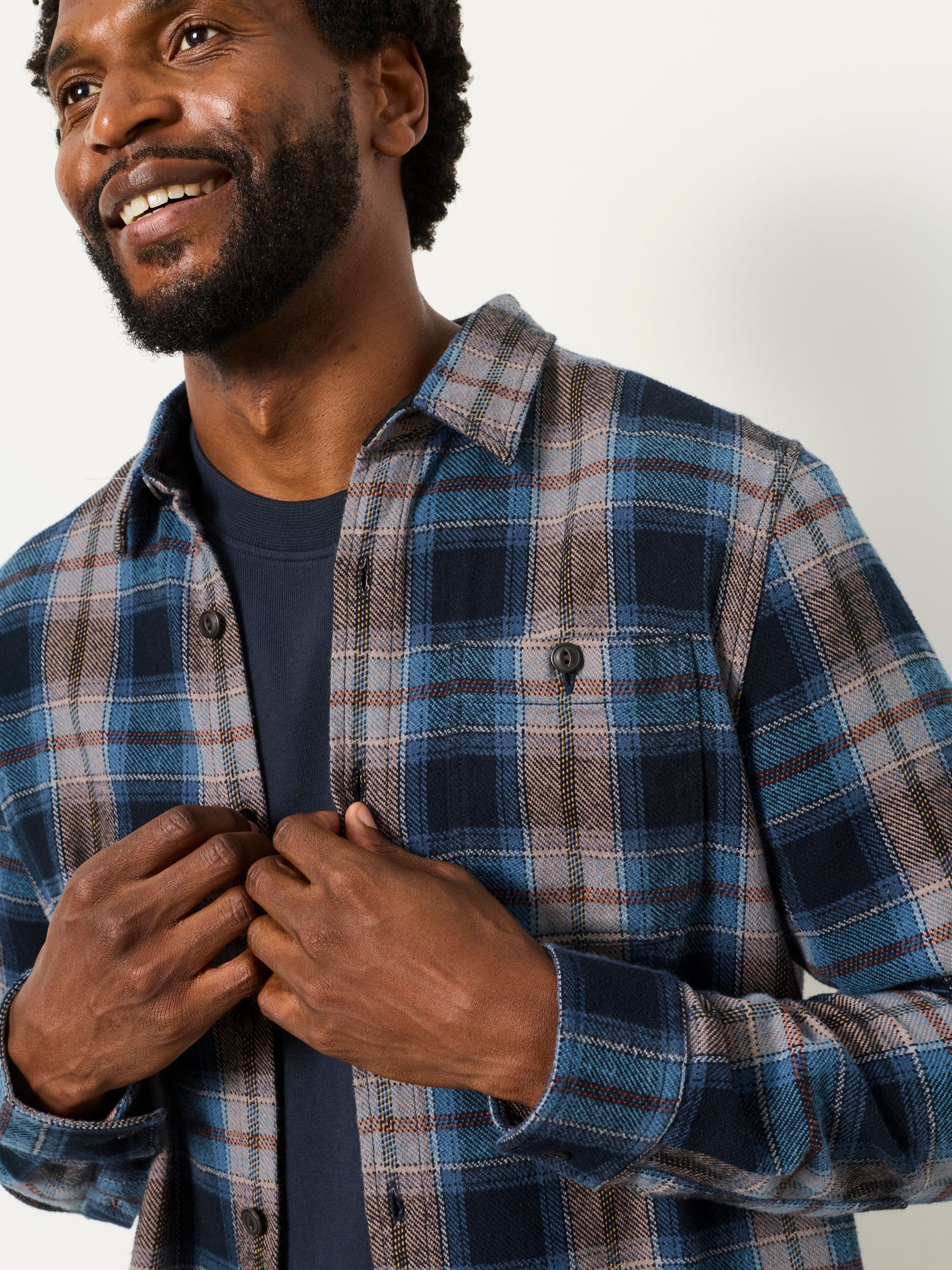 Oban Blue Long Sleeve Check Shirt - Image 3 of 6
