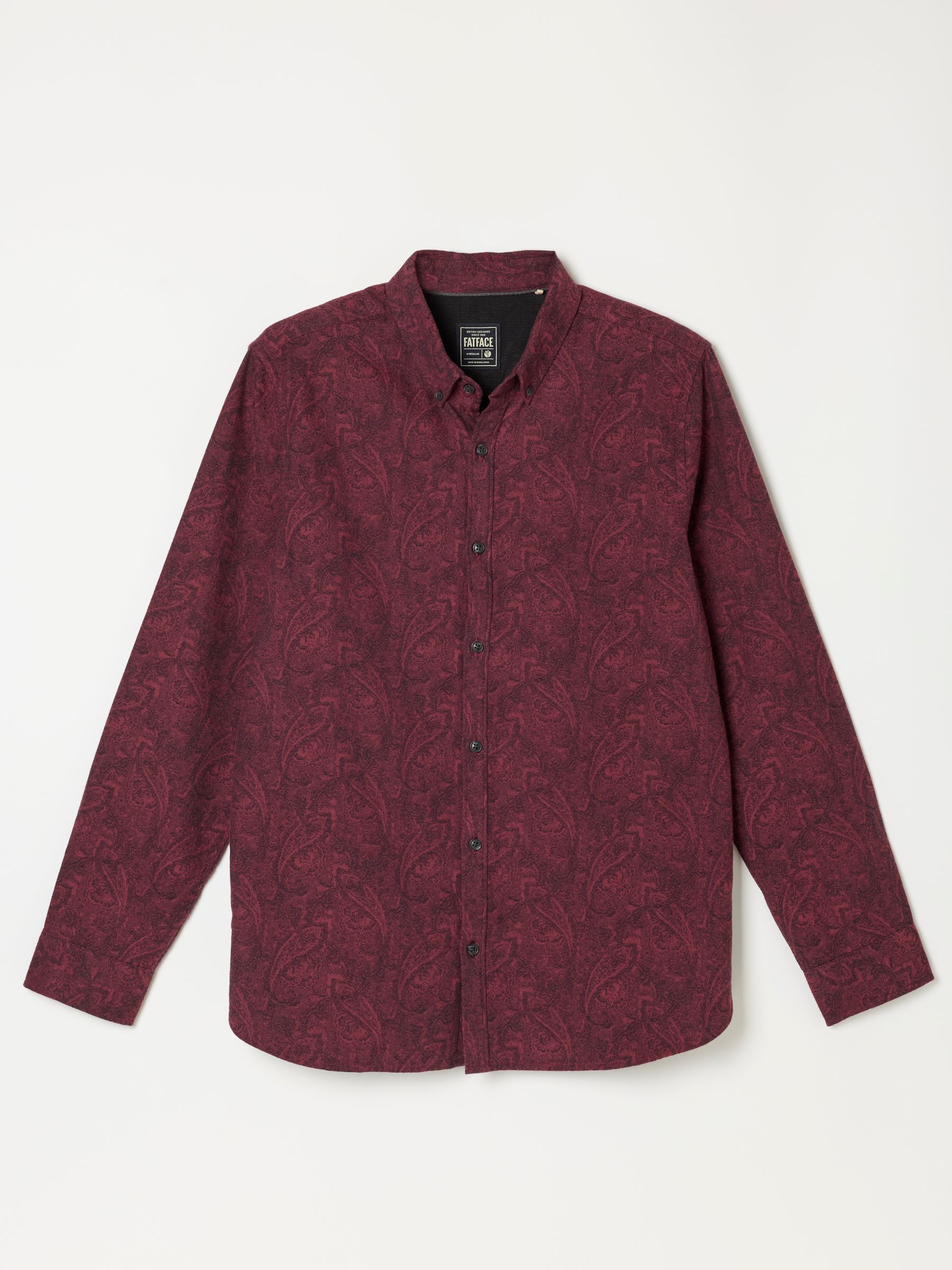 Burgundy Red Long Sleeve Jacquard Shirt - Image 1 of 2 Burgundy Red Long Sleeve Jacquard Shirt - Image 1 of 2