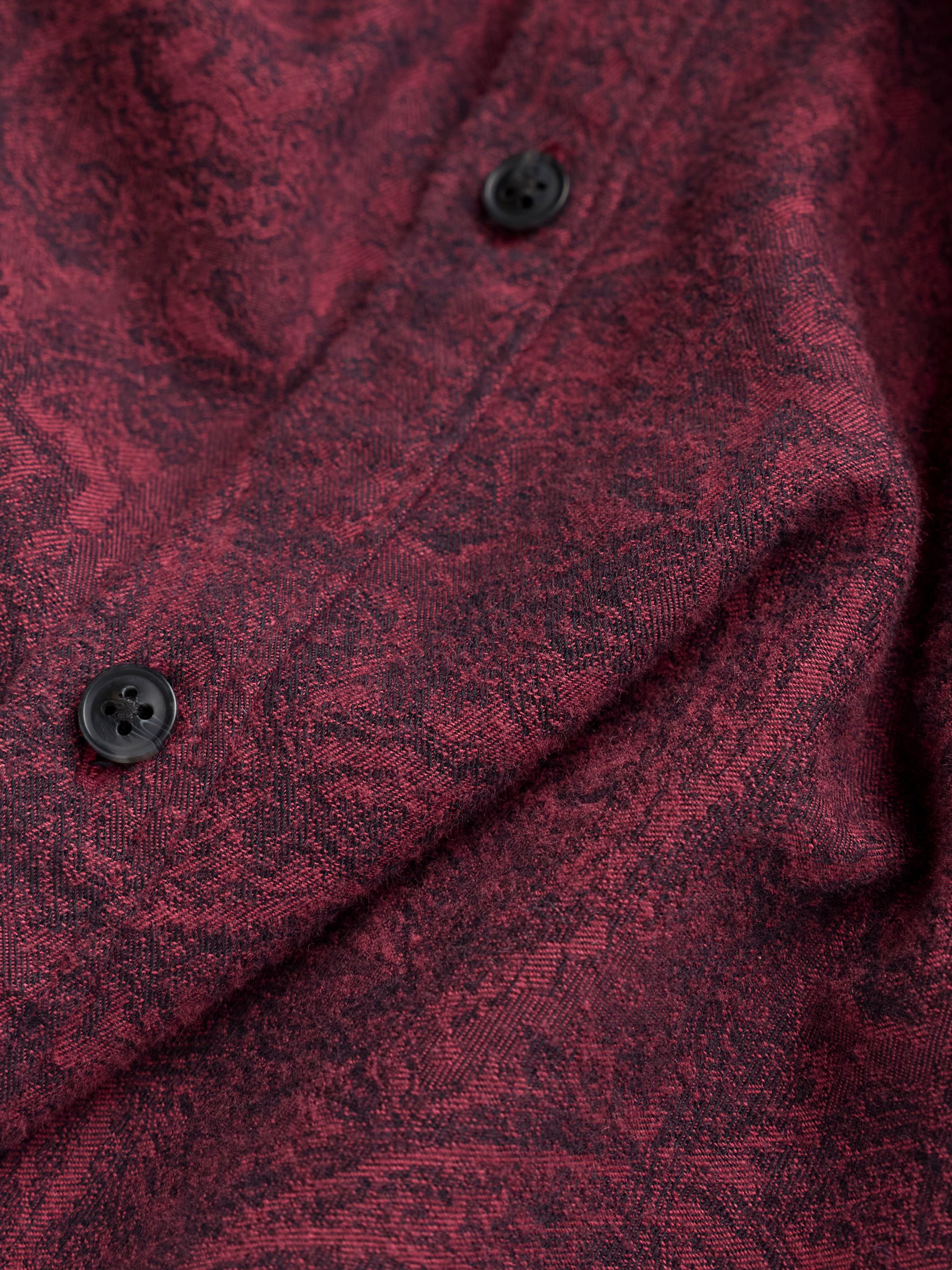 Burgundy Red Long Sleeve Jacquard Shirt - Image 2 of 2 Burgundy Red Long Sleeve Jacquard Shirt - Image 2 of 2