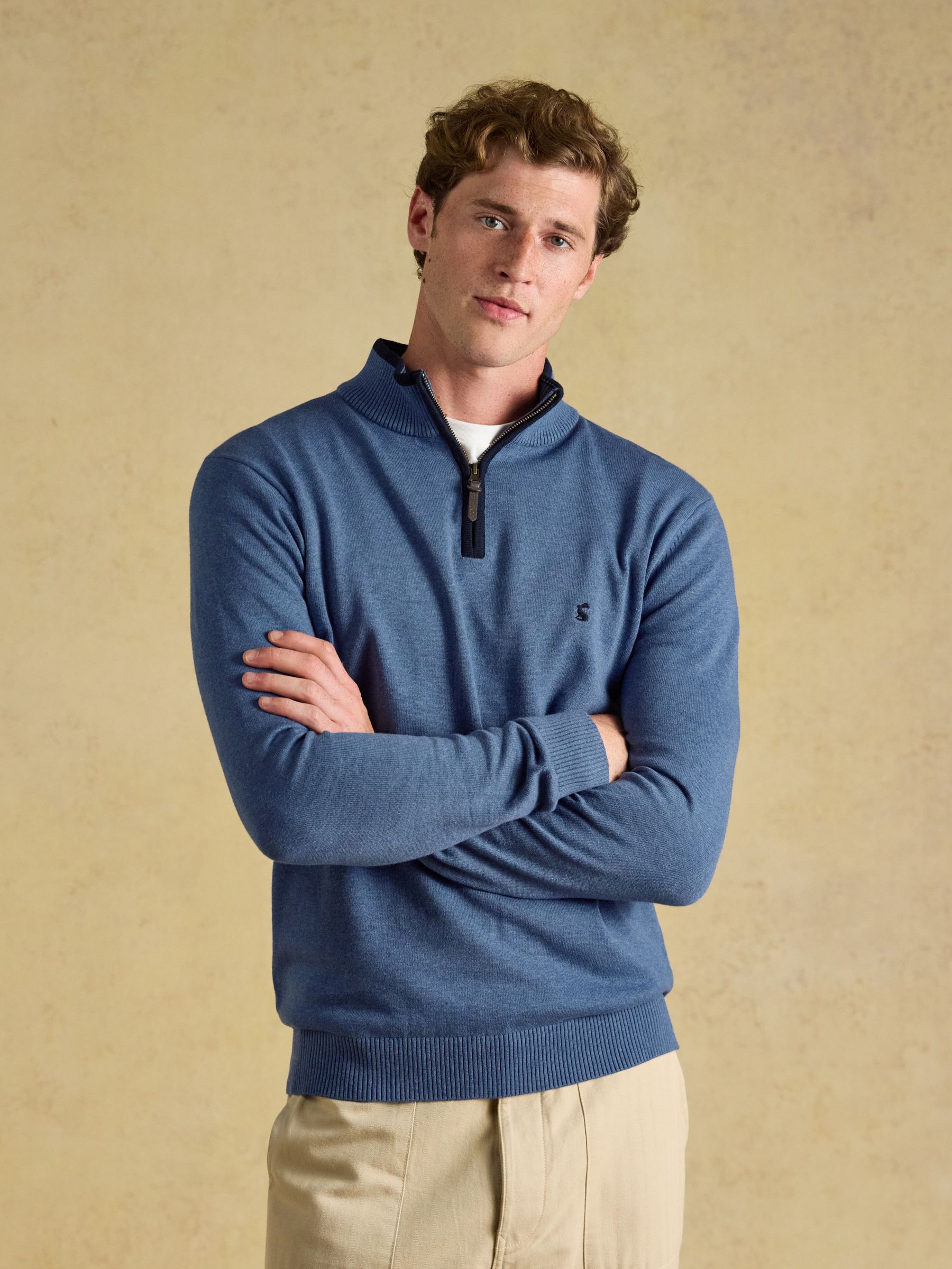 Hillside Blue Quarter Zip Knitted Jumper - Image 1 of 6 Hillside Blue Quarter Zip Knitted Jumper - Image 1 of 6