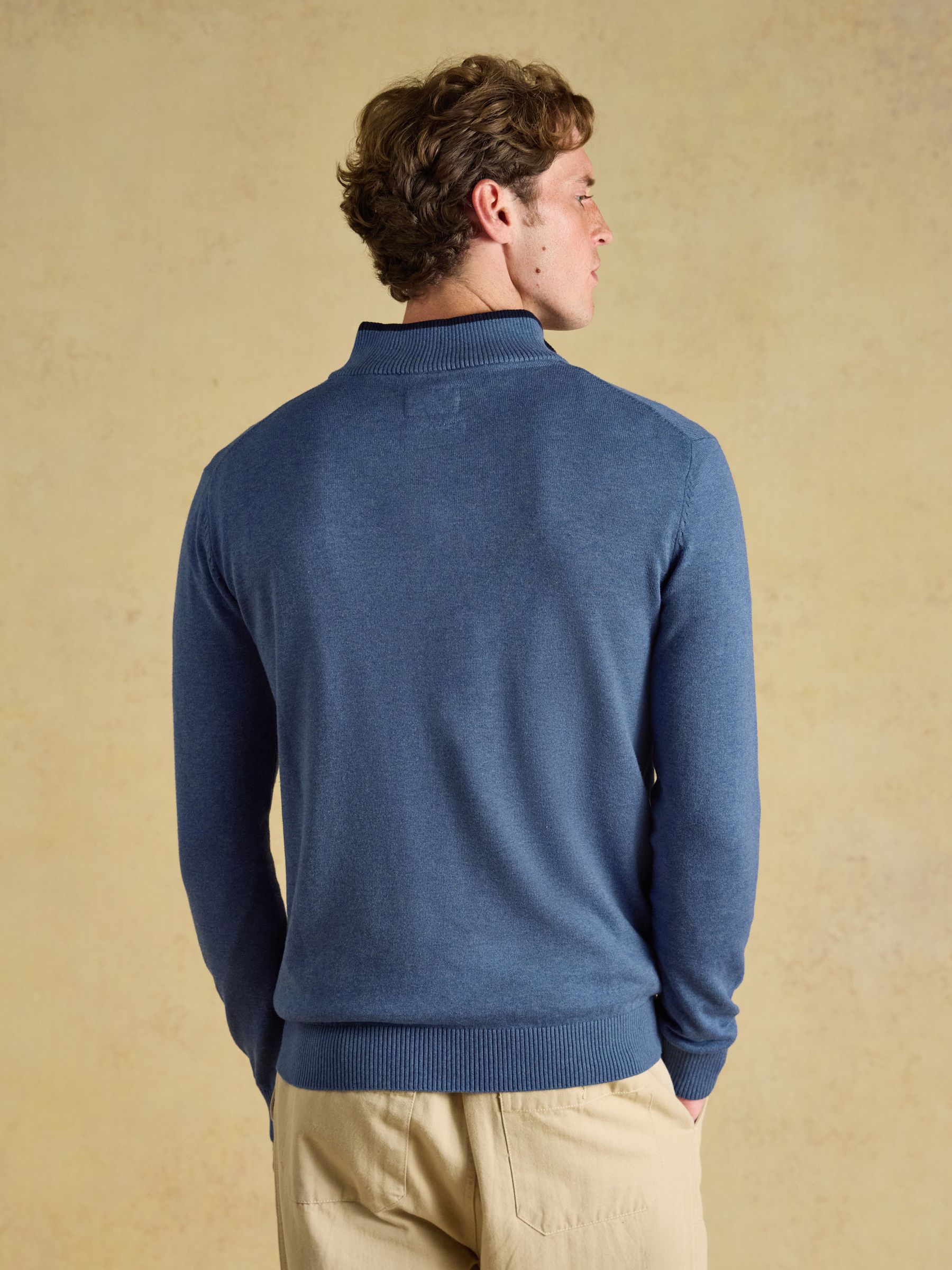Hillside Blue Quarter Zip Knitted Jumper - Image 2 of 6