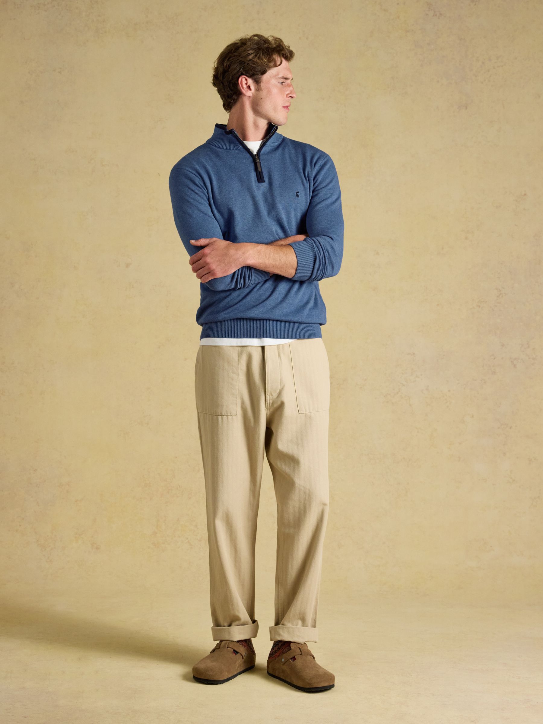 Hillside Blue Quarter Zip Knitted Jumper - Image 4 of 6