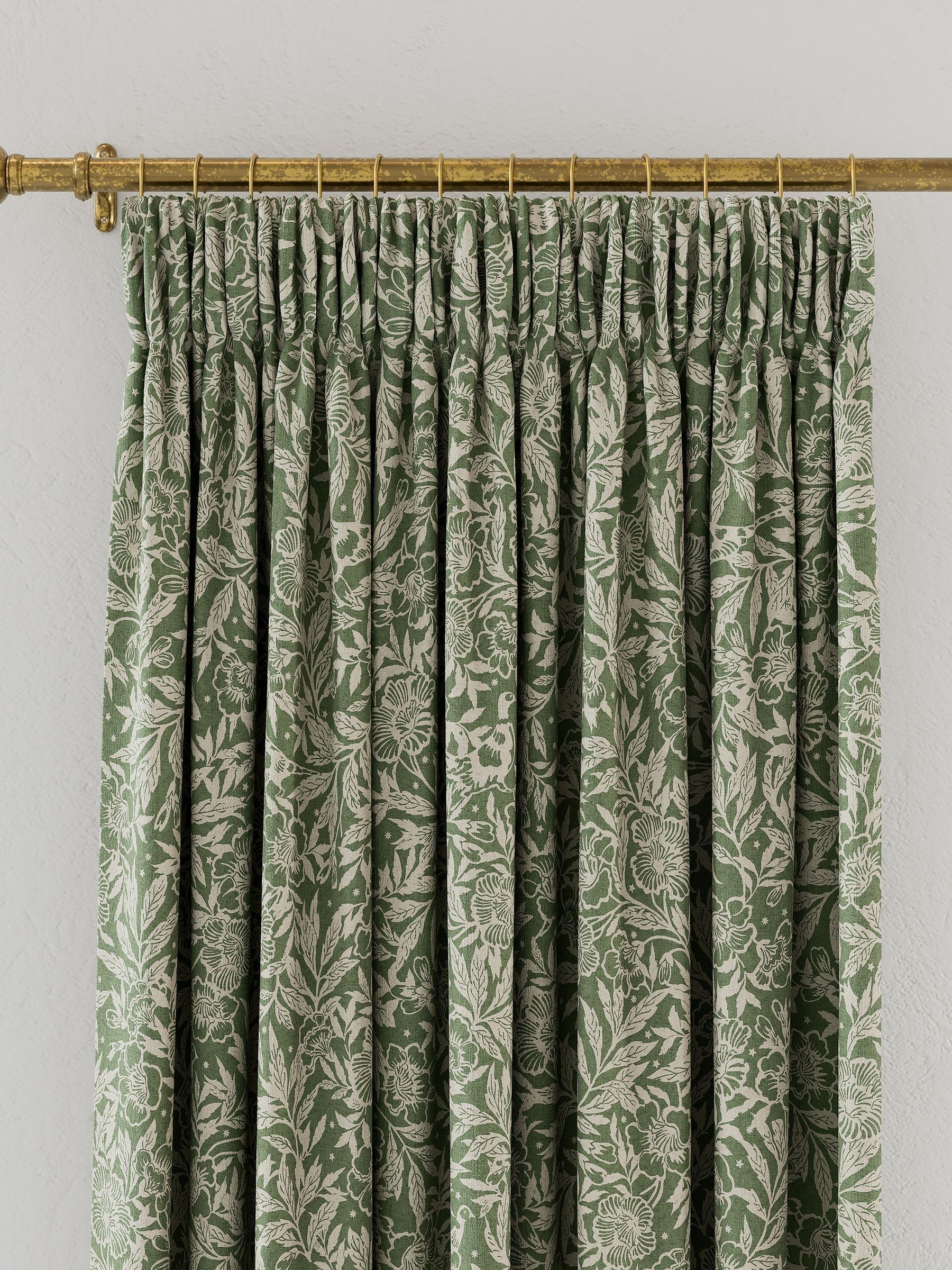 Green Twilight Ditsy Lined Pencil Pleat Curtains - Image 3 of 3