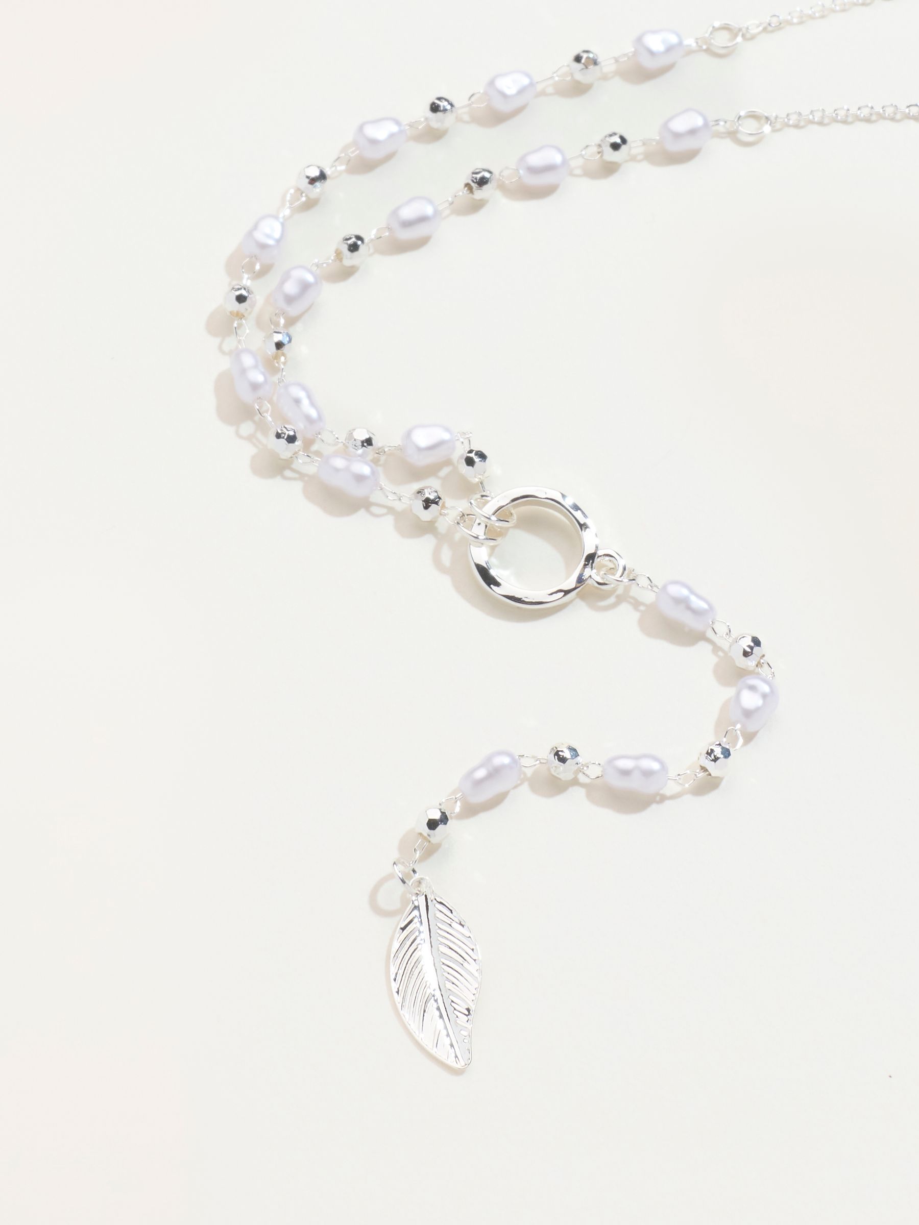Silver Tone Leaf Drop Necklace - Image 2 of 2