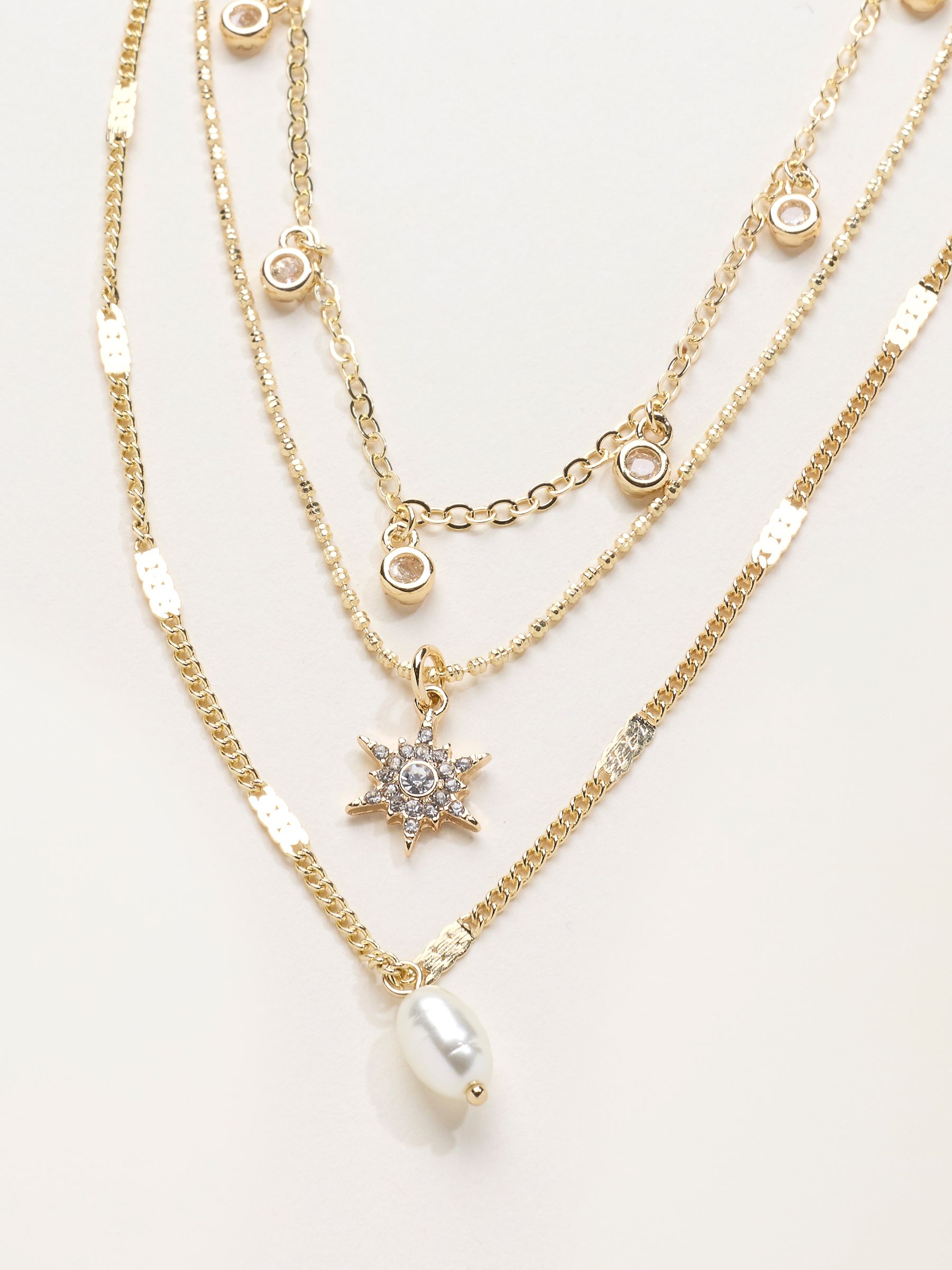 Gold Tone Layered Sparkle Necklace - Image 2 of 3