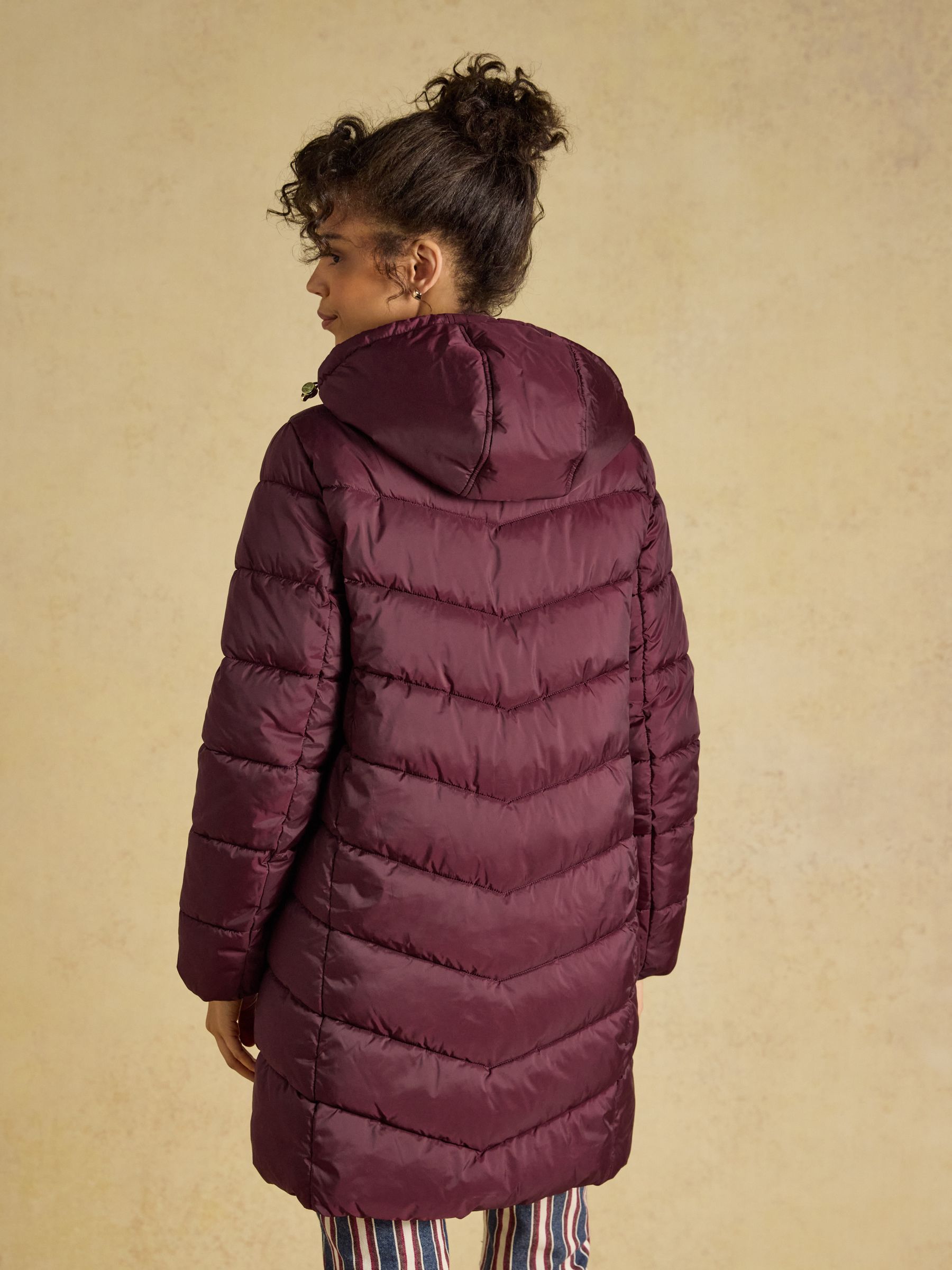 Moorsdale Burgundy Red Mid Length Showerproof Padded Coat with Hood - Image 2 of 9
