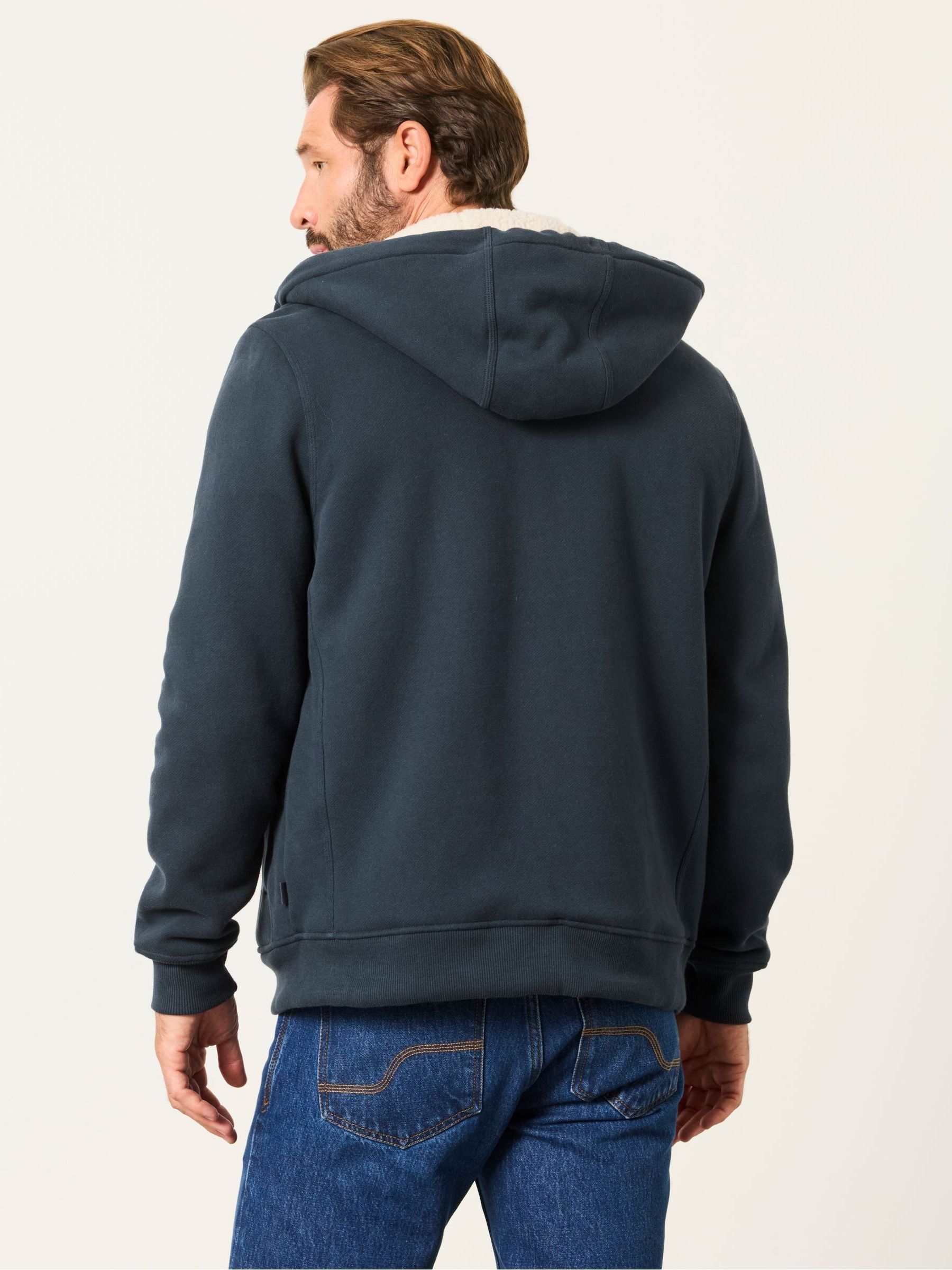 Hayle Navy Borg Lined Hoodie - Image 2 of 6 Hayle Navy Borg Lined Hoodie - Image 2 of 6