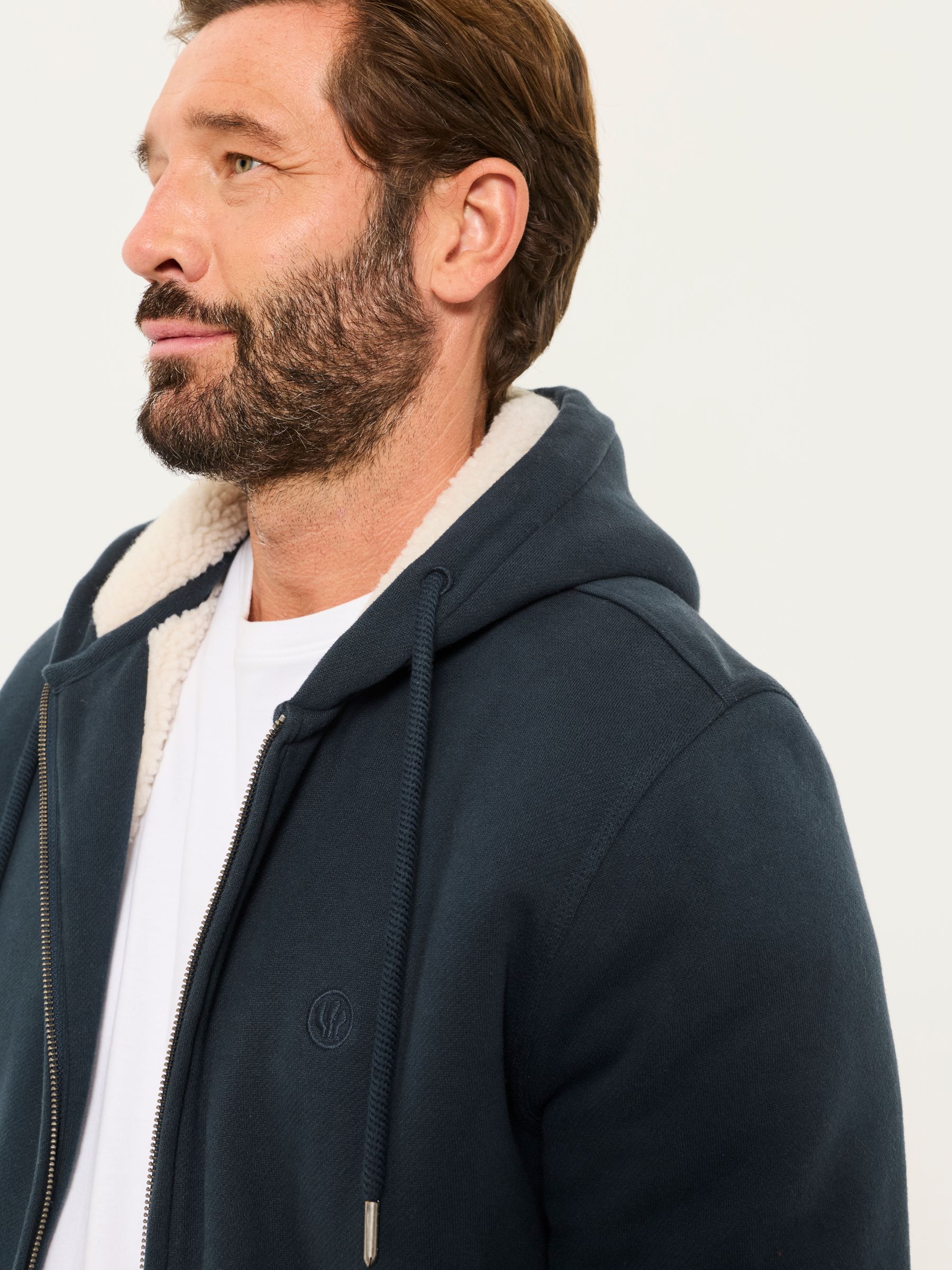 Hayle Navy Borg Lined Hoodie - Image 3 of 6