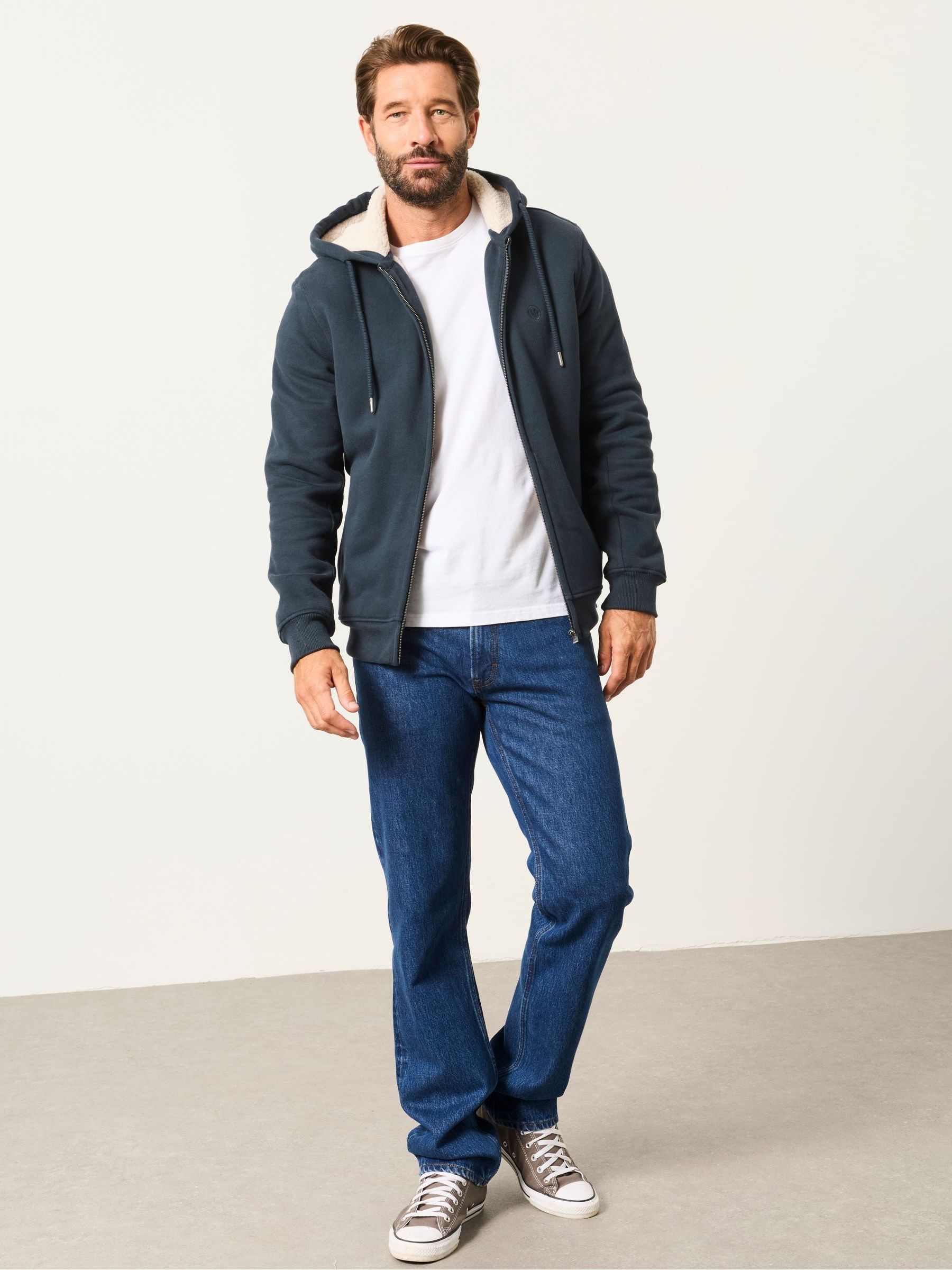 Hayle Navy Borg Lined Hoodie - Image 4 of 6