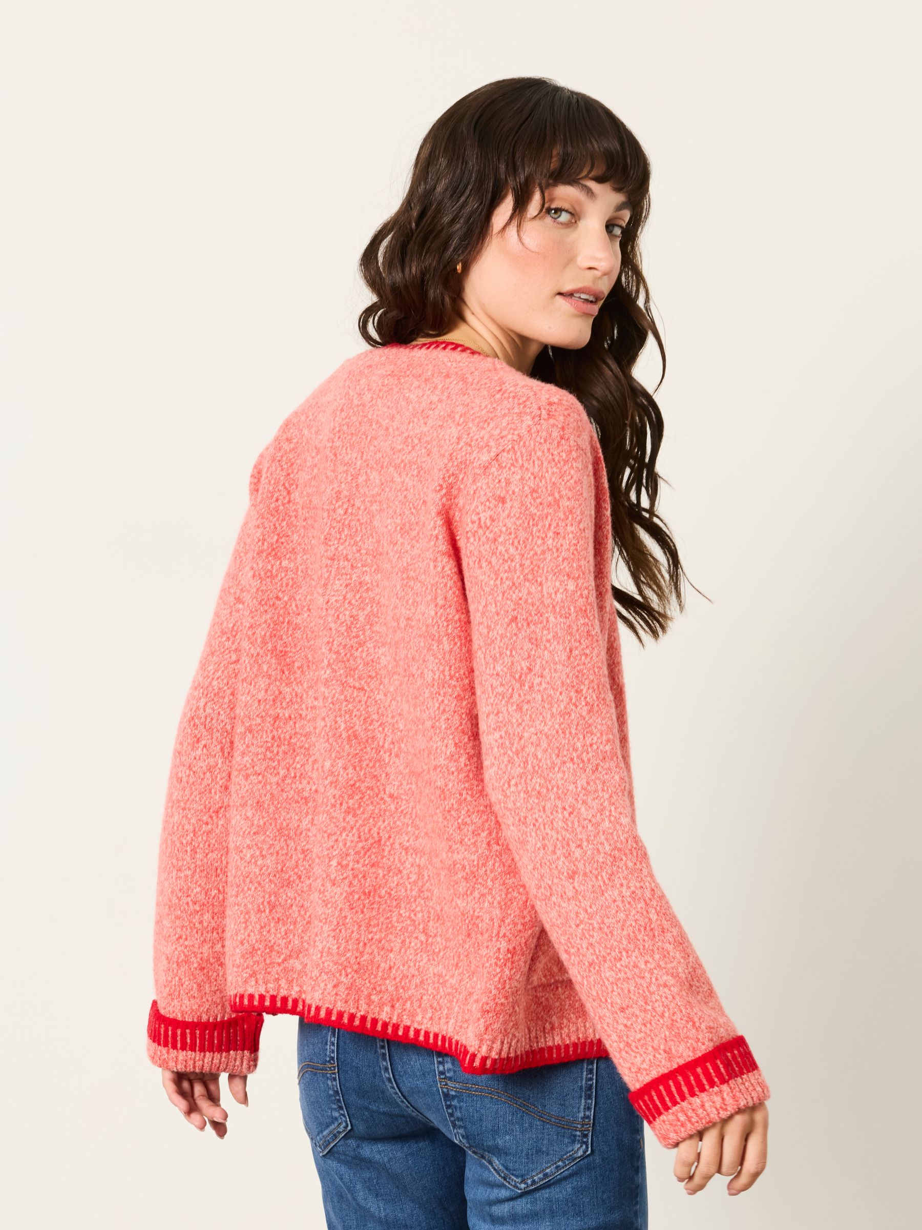 Hattie Red Knitted Edge to Edge Cardigan - Image 2 of 6 Hattie Red Knitted Edge to Edge Cardigan - Image 2 of 6