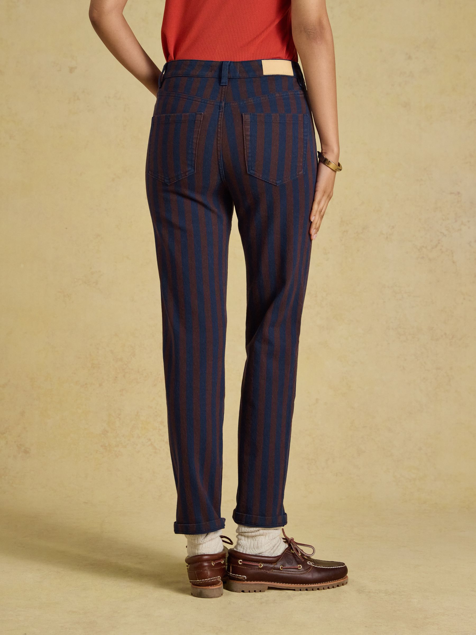 Brown/Navy Striped Slim Straight Mid Rise Jeans - Image 2 of 6