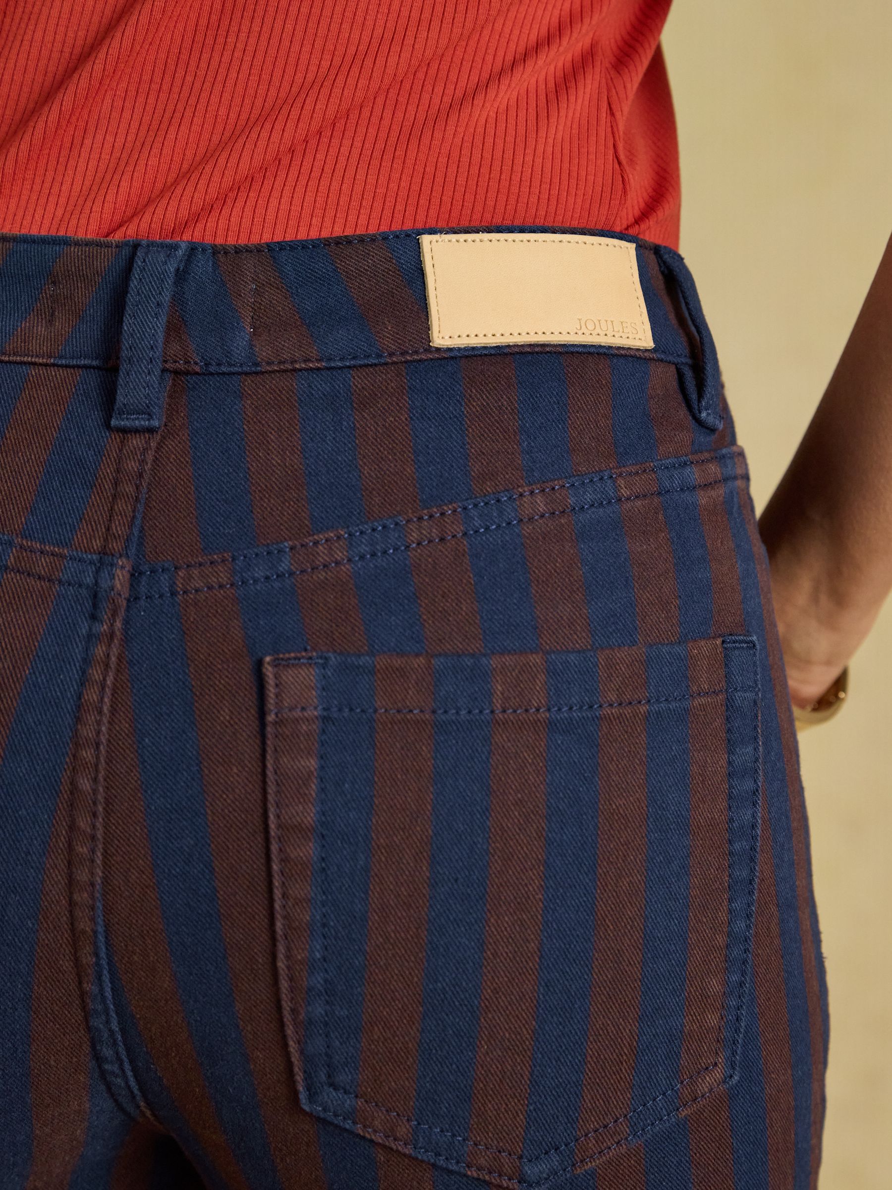 Brown/Navy Striped Slim Straight Mid Rise Jeans - Image 5 of 6