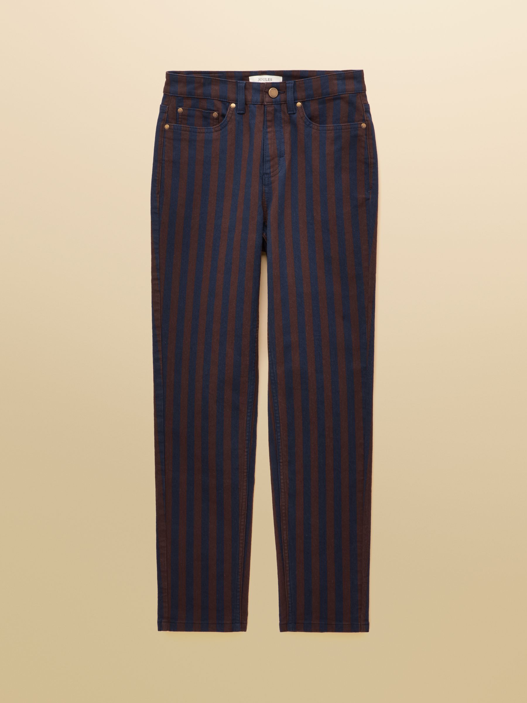 Brown/Navy Striped Slim Straight Mid Rise Jeans - Image 6 of 6