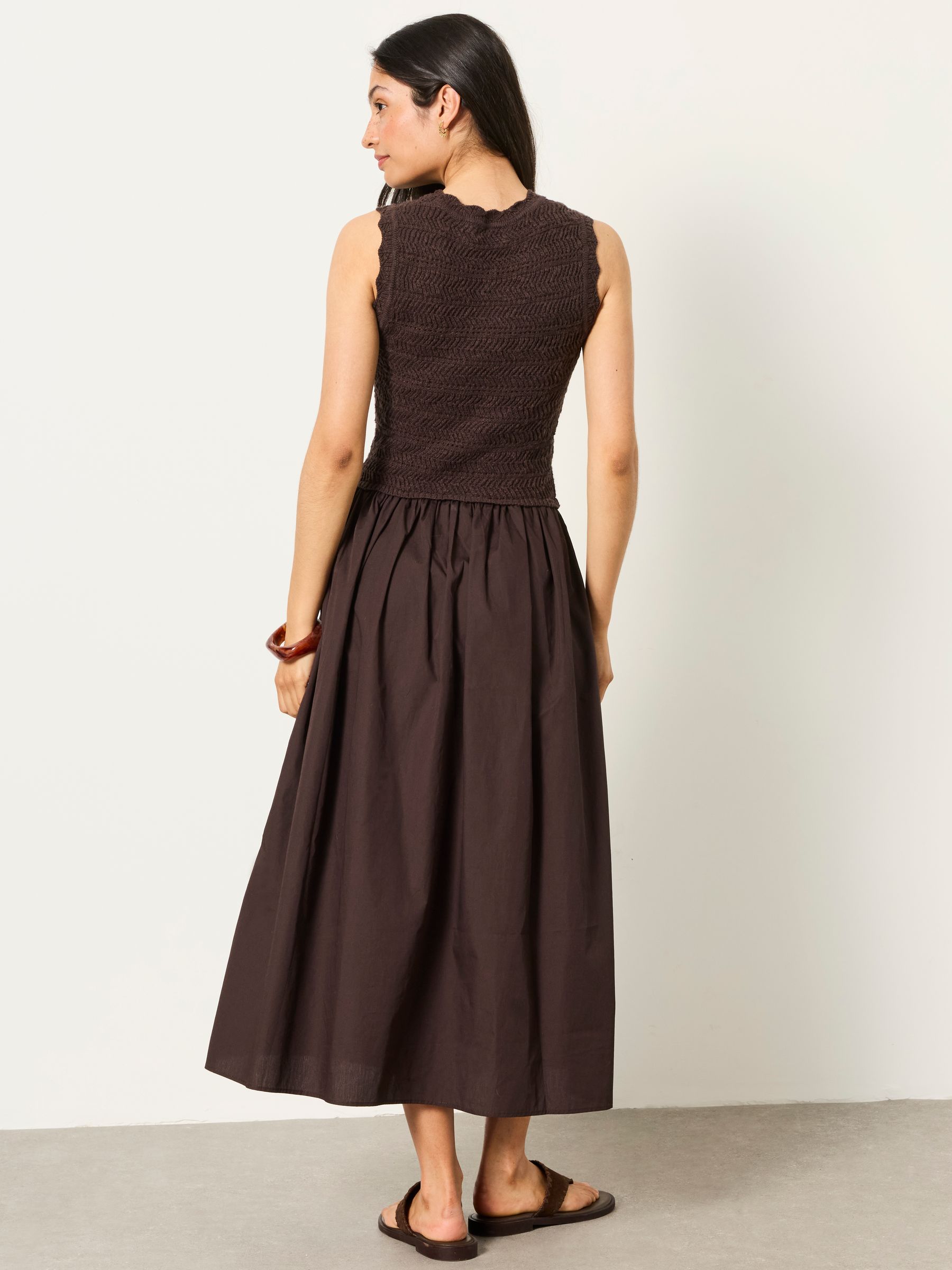Talia Chocolate Brown Regular 2in1 Midi Dress | FatFace USA Talia Chocolate Brown Regular 2in1 Midi Dress | FatFace USA