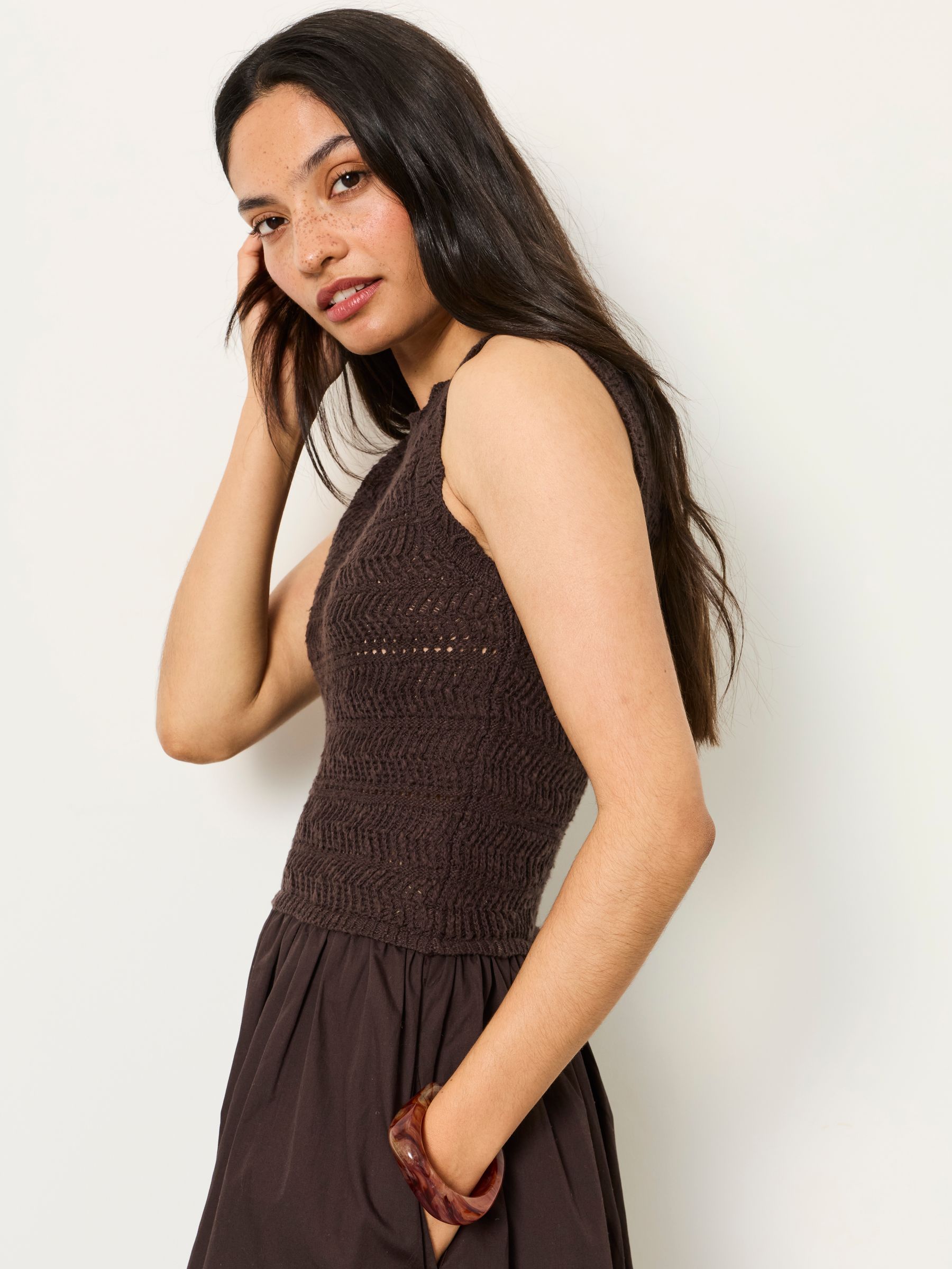 Talia Chocolate Brown Regular 2in1 Midi Dress - Image 3 of 5