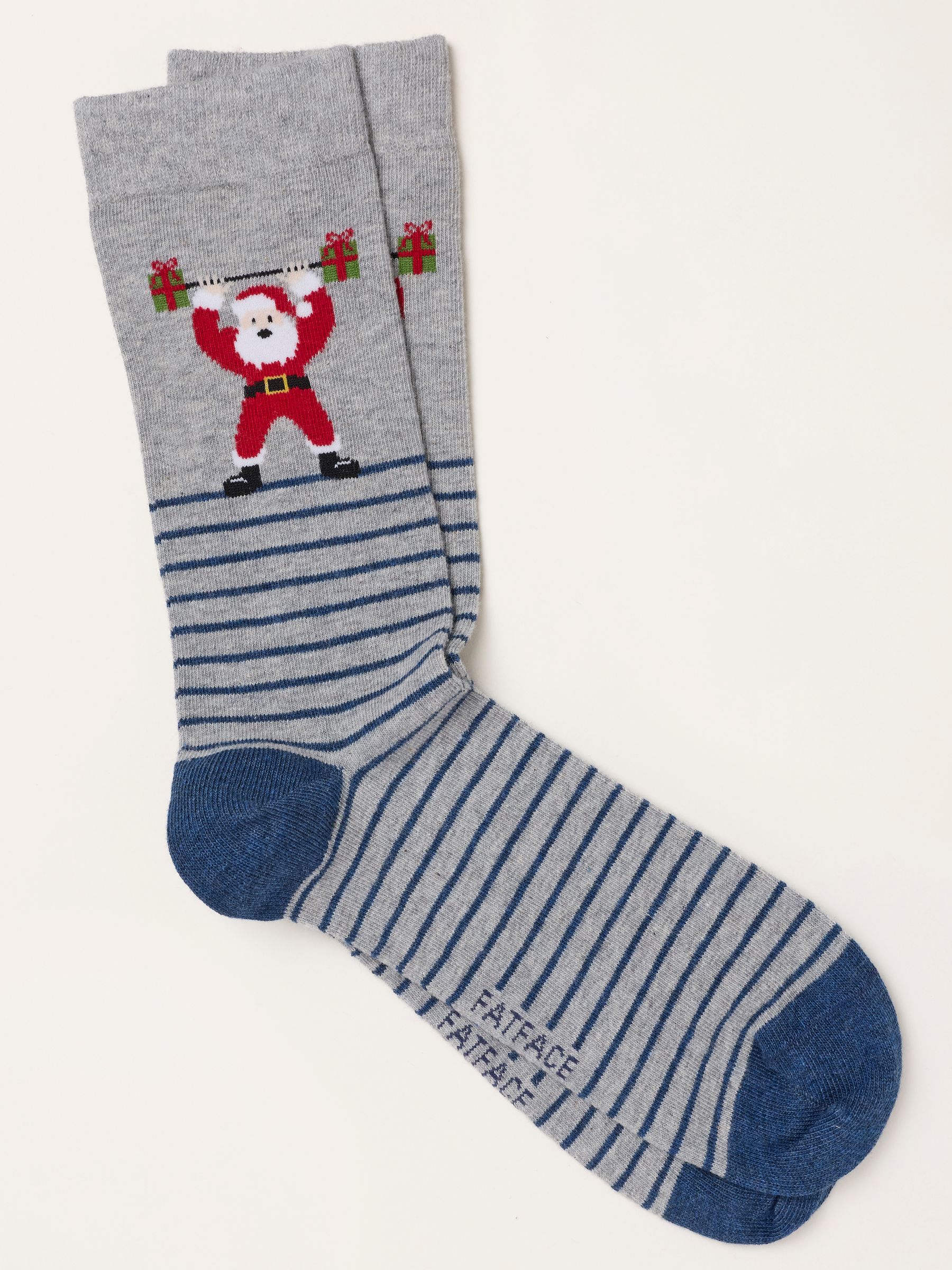 Grey Christmas Santa Gains Socks - Image 1 of 2 Grey Christmas Santa Gains Socks - Image 1 of 2