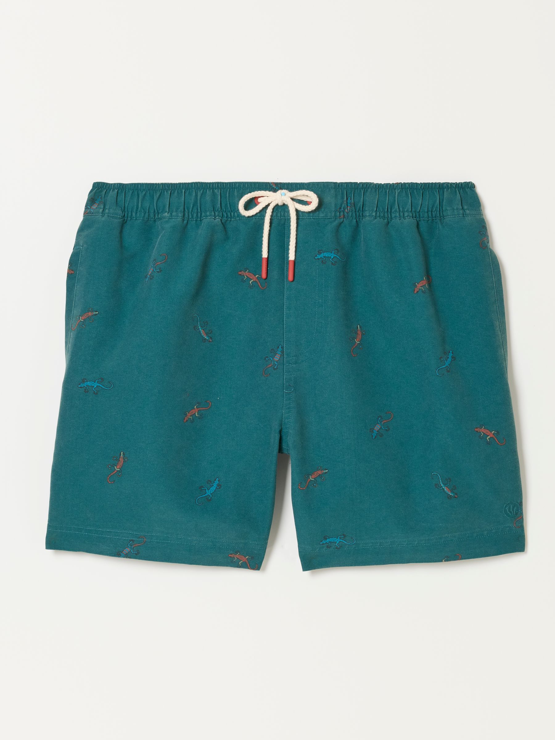Dark Teal Blue Lizard Printed Swim Shorts - Image 6 of 6 Dark Teal Blue Lizard Printed Swim Shorts - Image 6 of 6