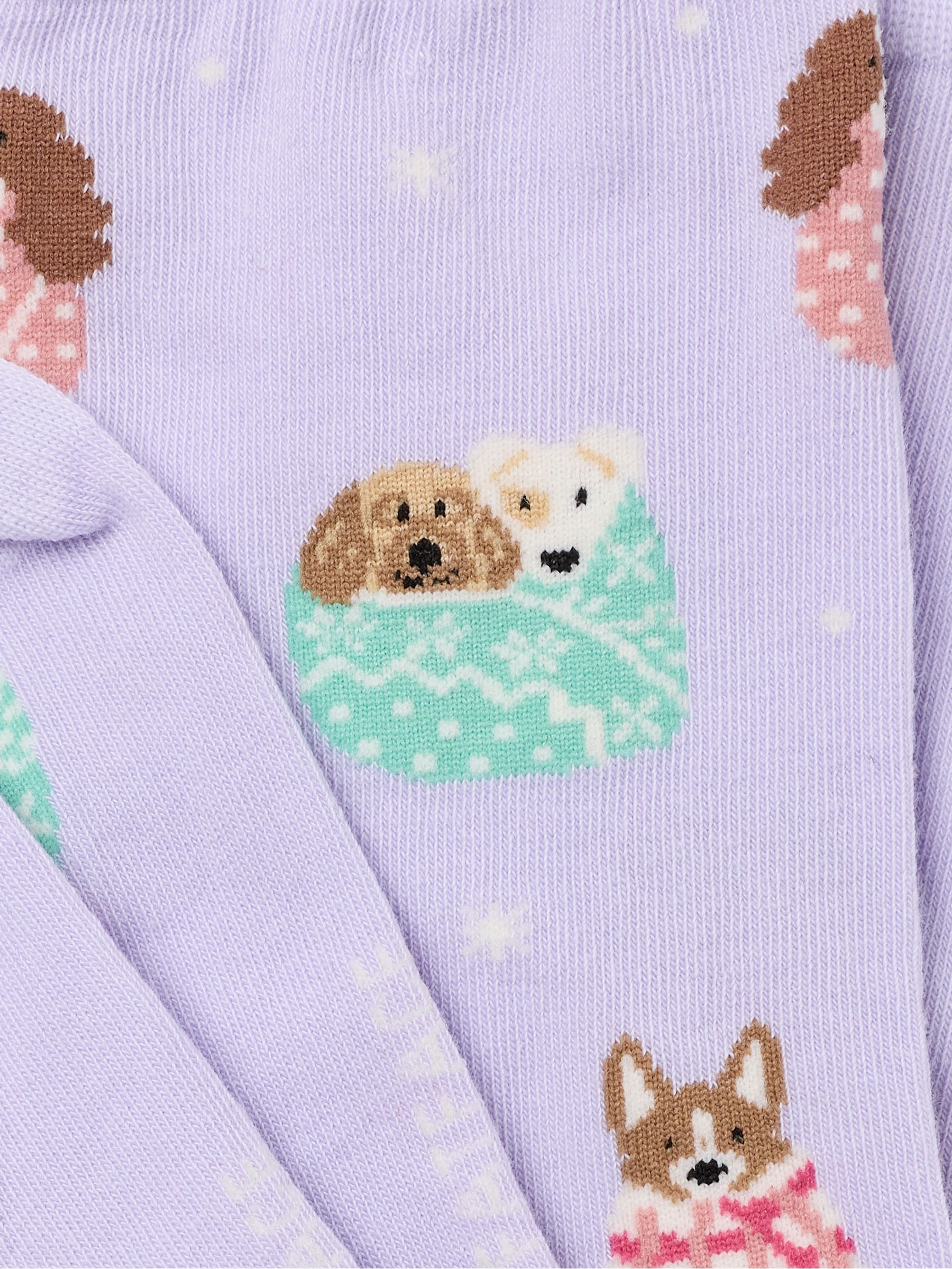Lilac Purple Dogs in Blankets Socks - Image 2 of 2
