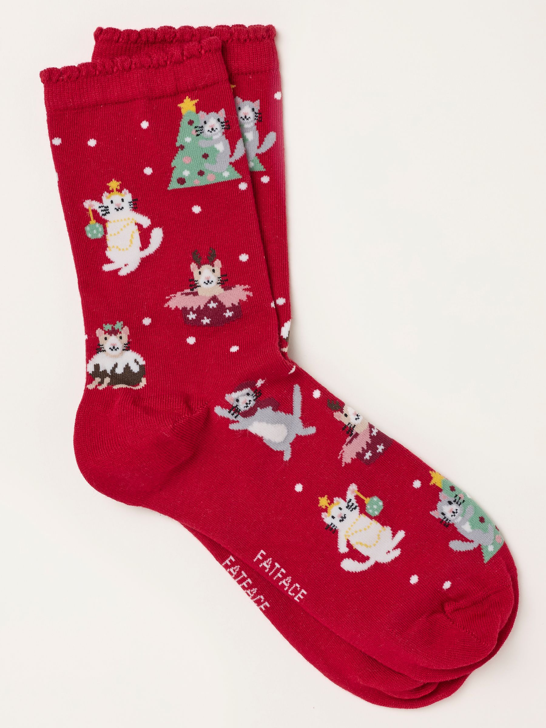 Red Christmas Cats Socks - Image 1 of 2