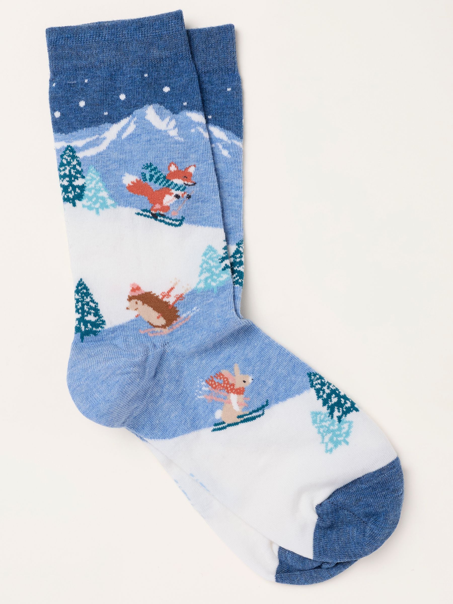 Blue Christmas Ski Scene Socks - Image 1 of 2