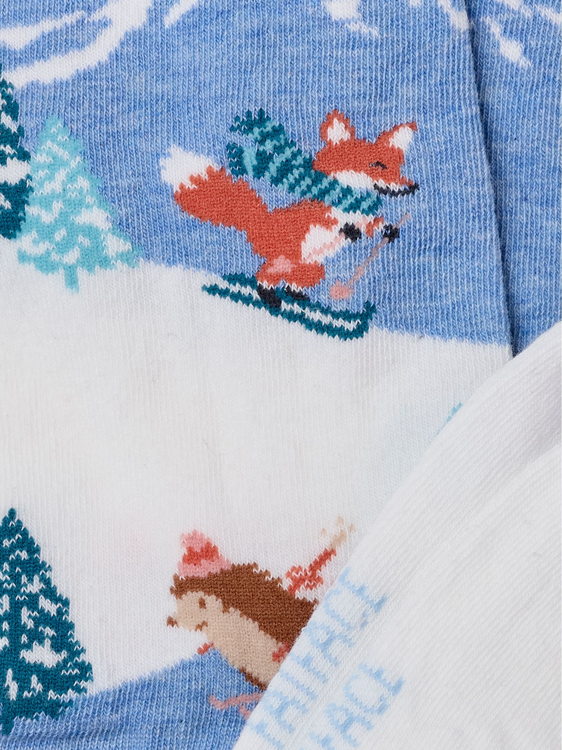 Blue Christmas Ski Scene Socks - Image 2 of 2 Blue Christmas Ski Scene Socks - Image 2 of 2