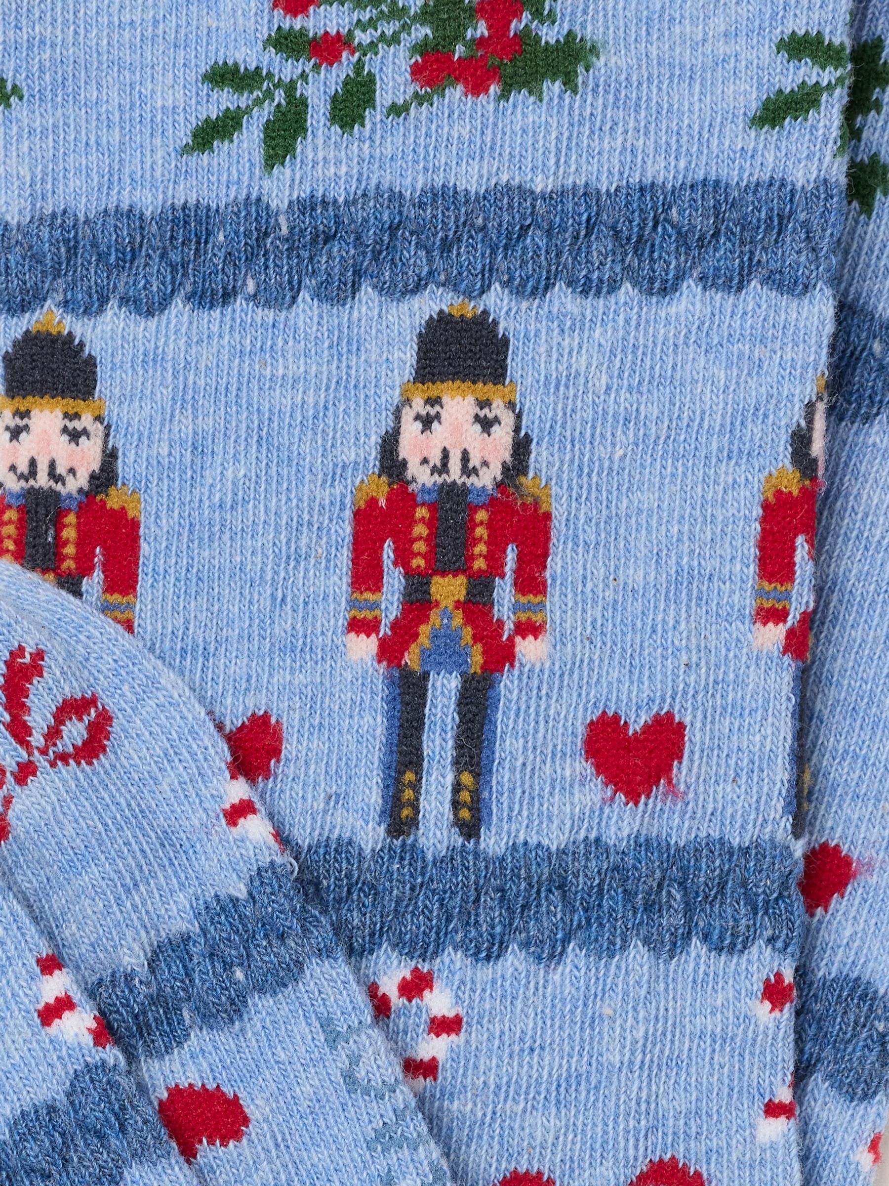 Blue Christmas Nutcracker Socks - Image 2 of 2 Blue Christmas Nutcracker Socks - Image 2 of 2
