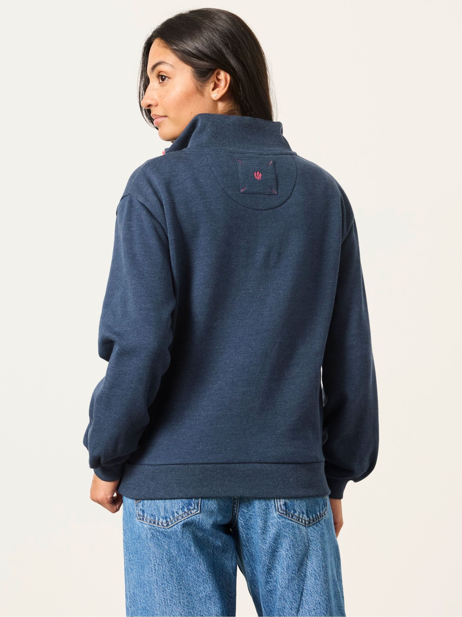 Navy Textured Half Neck Sweatshirt - Image 2 of 6