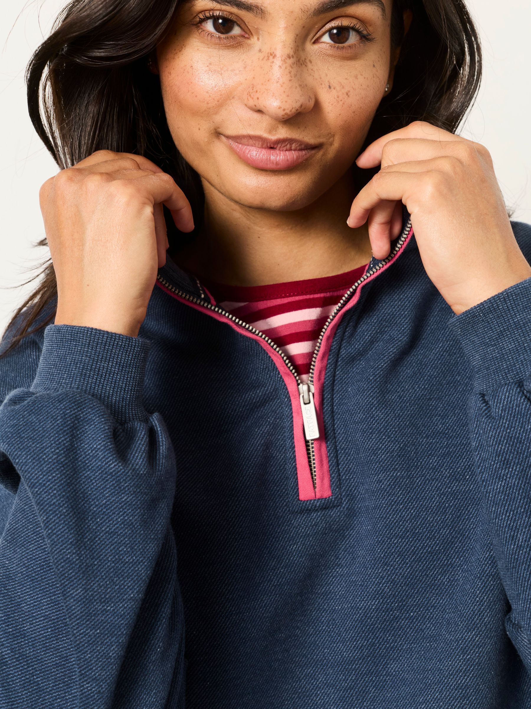 Navy Textured Half Neck Sweatshirt - Image 3 of 6