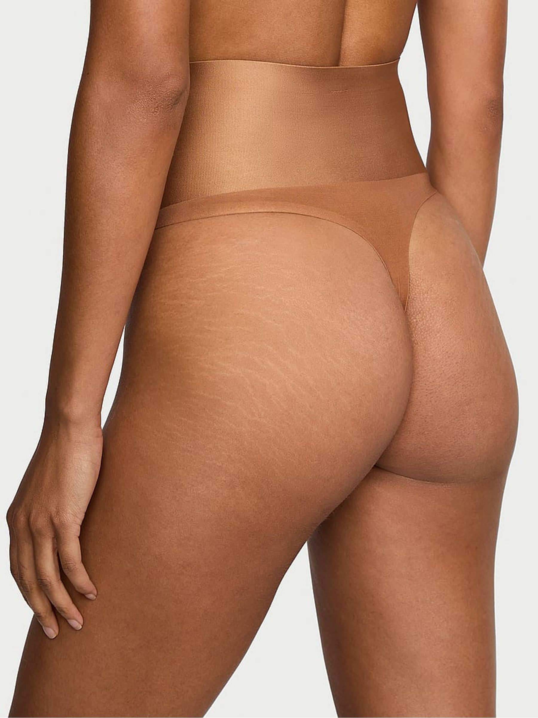 Caramel Nude Thong Smoothing Shimmer Shaping Knickers - Image 2 of 3