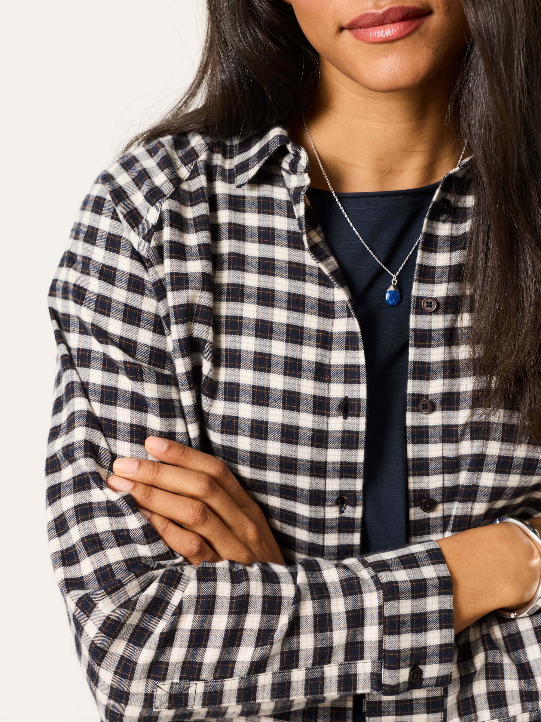 Bessie Navy Regular Check Shirt - Image 3 of 5