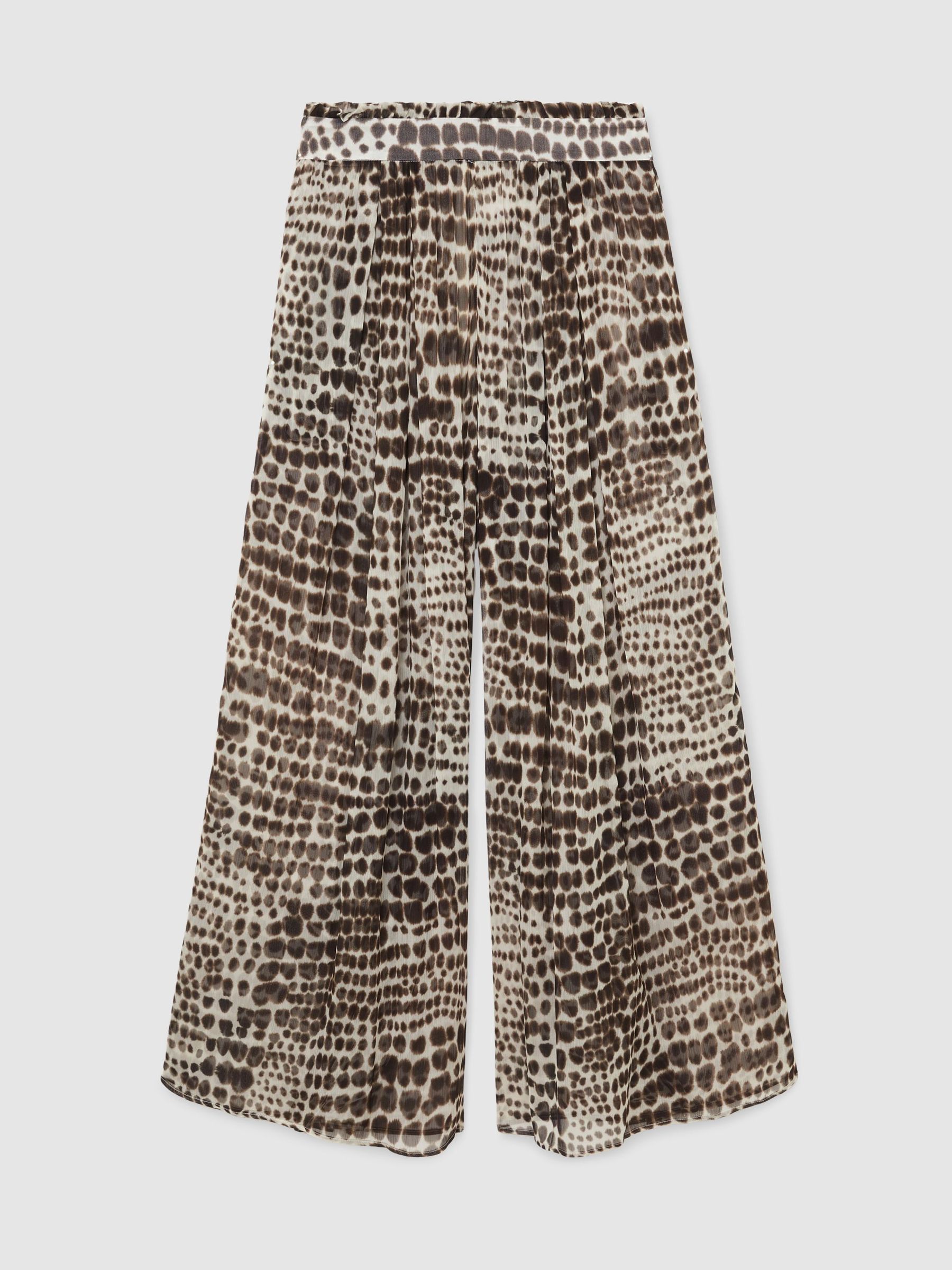 Atelier Animal-Print Wide-Leg Trousers in Chocolate - Image 2 of 8