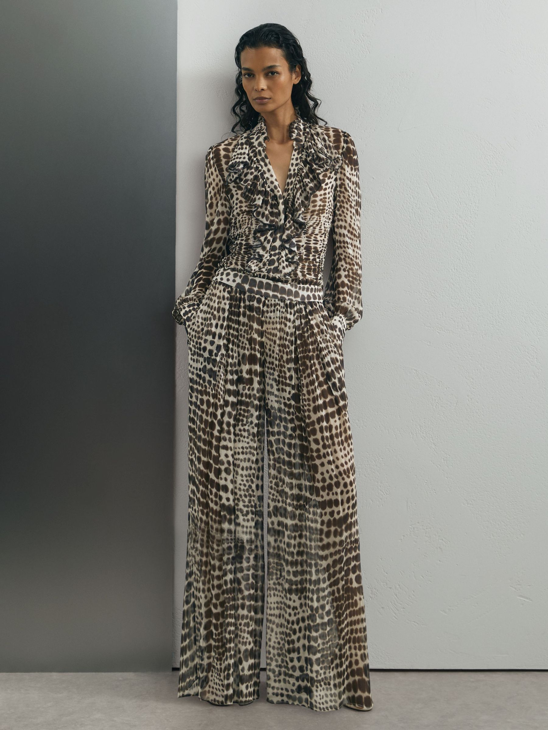 Atelier Animal-Print Wide-Leg Trousers in Chocolate - Image 4 of 8