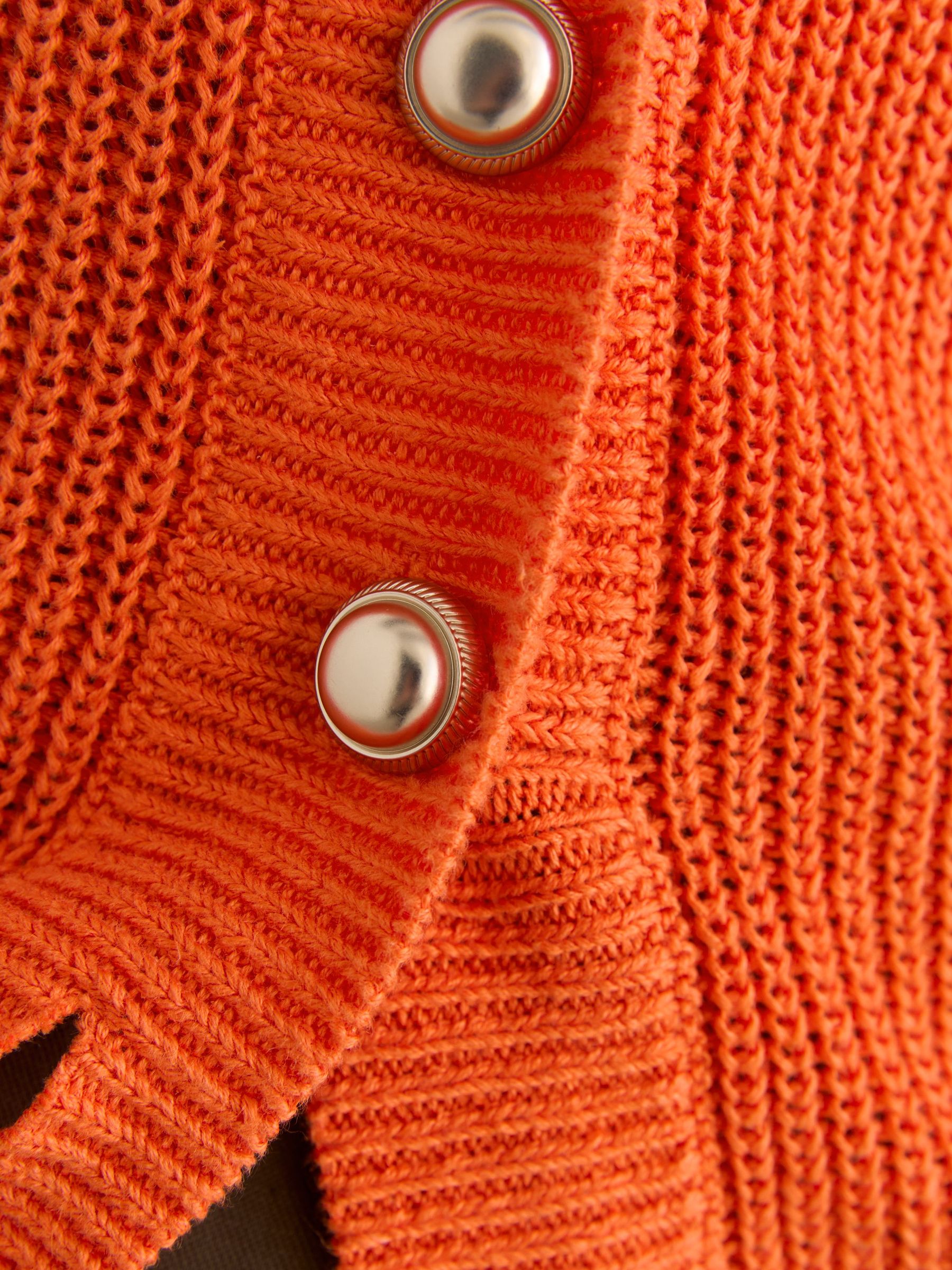 Linen Button-Through Knitted Waistcoat in Orange - Image 5 of 7
