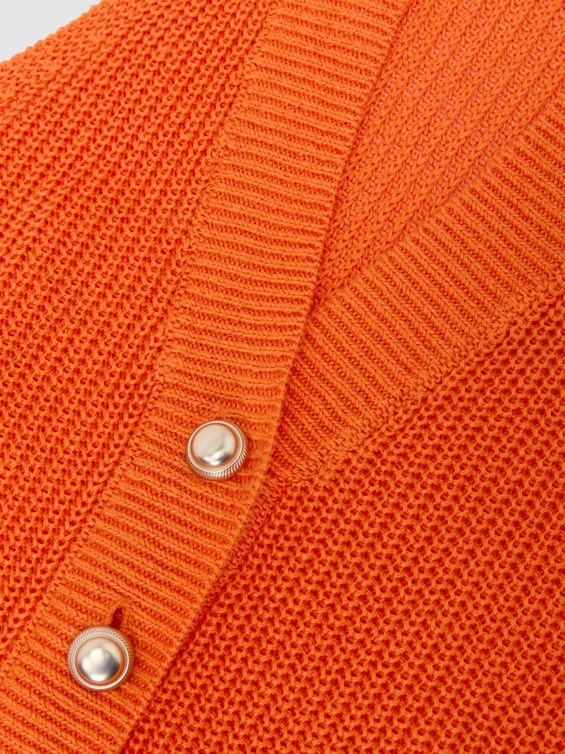 Linen Button-Through Knitted Waistcoat in Orange - Image 7 of 7